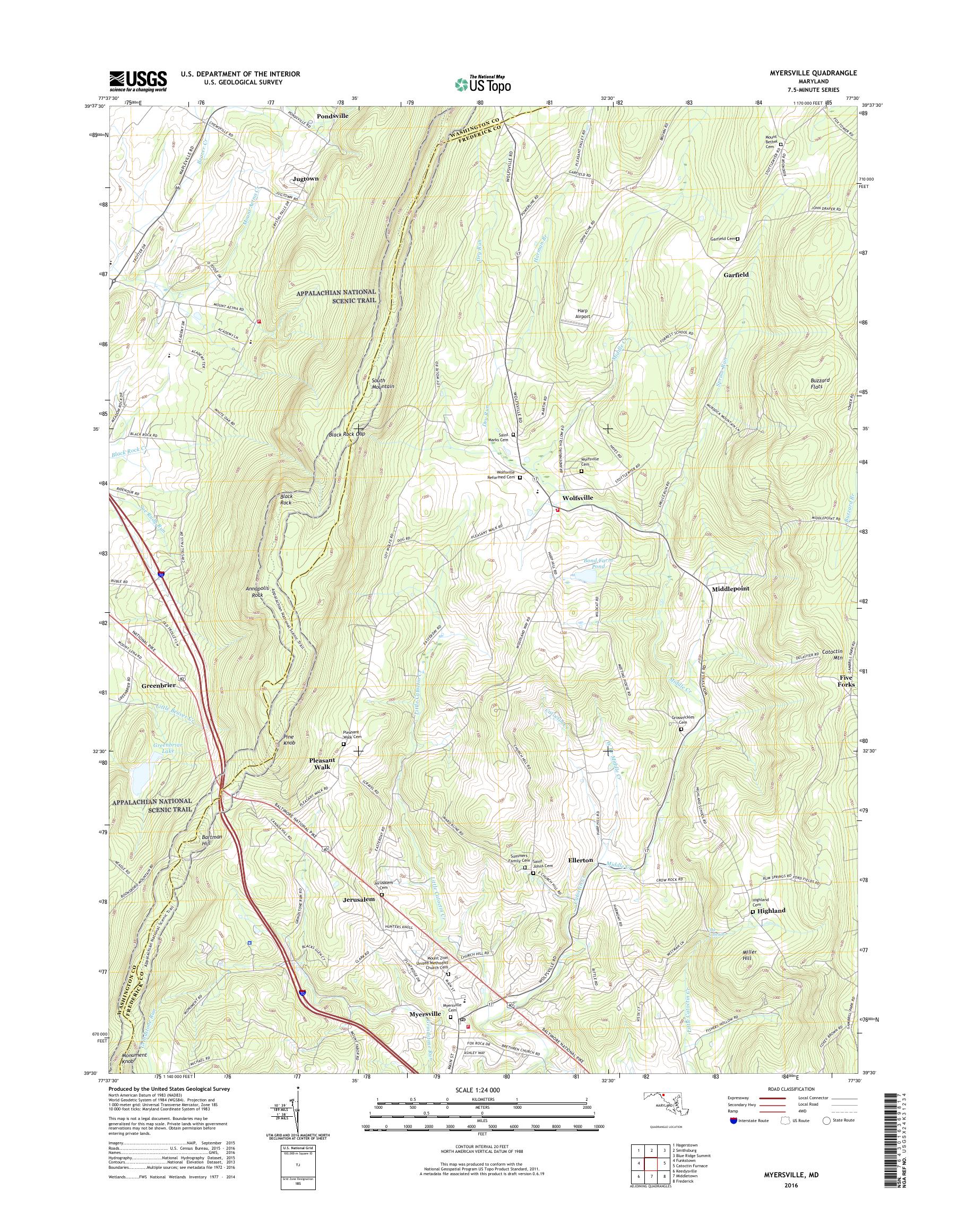 MyTopo Myersville, Maryland USGS Quad Topo Map