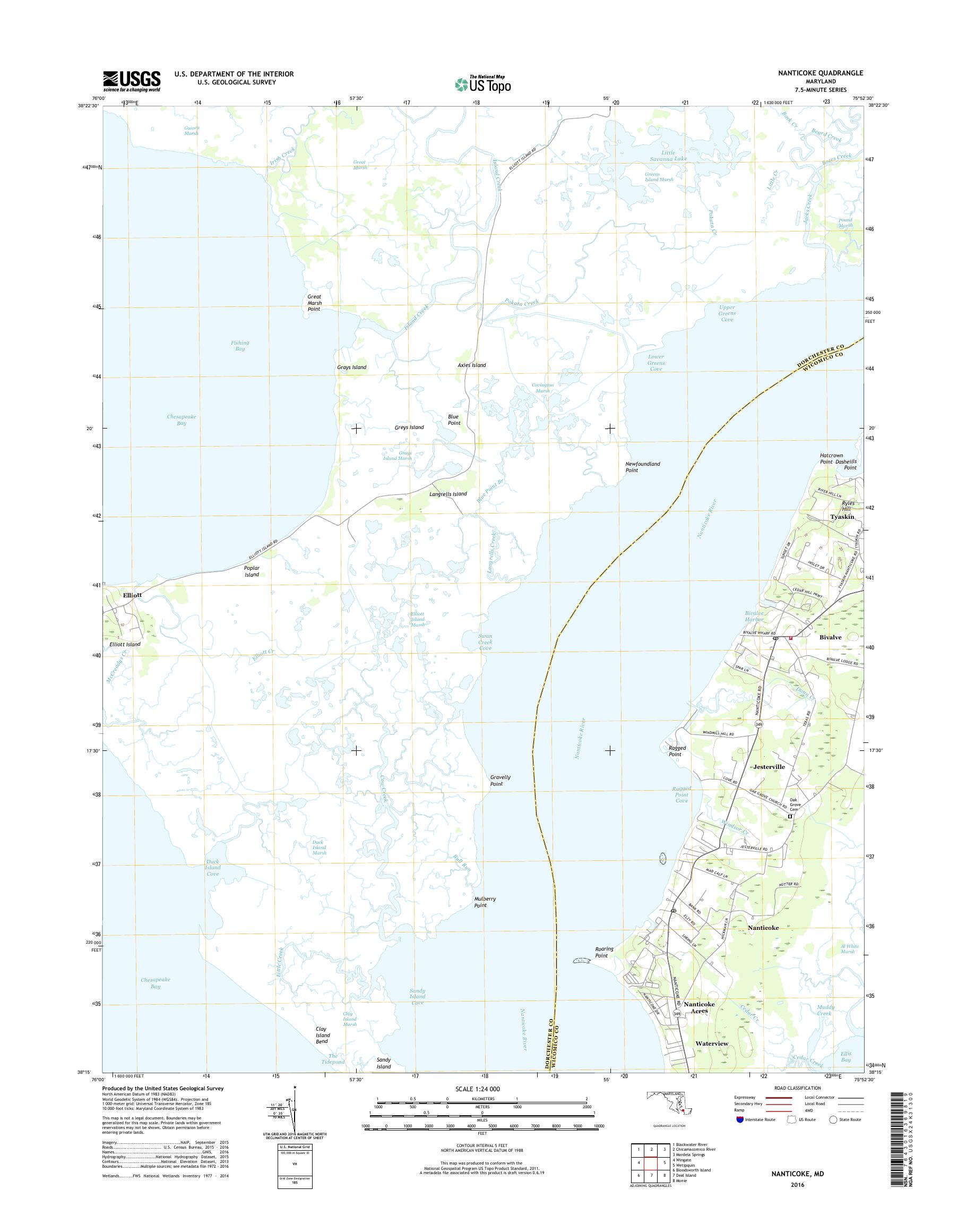 MyTopo Nanticoke, Maryland USGS Quad Topo Map