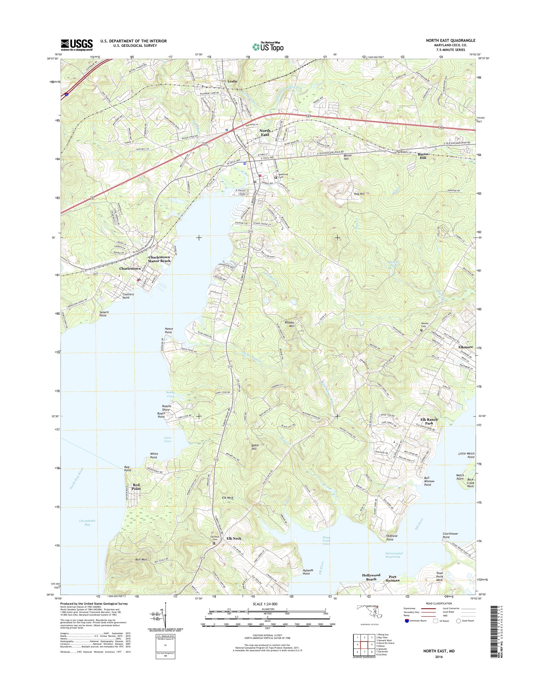 MyTopo North East, Maryland USGS Quad Topo Map