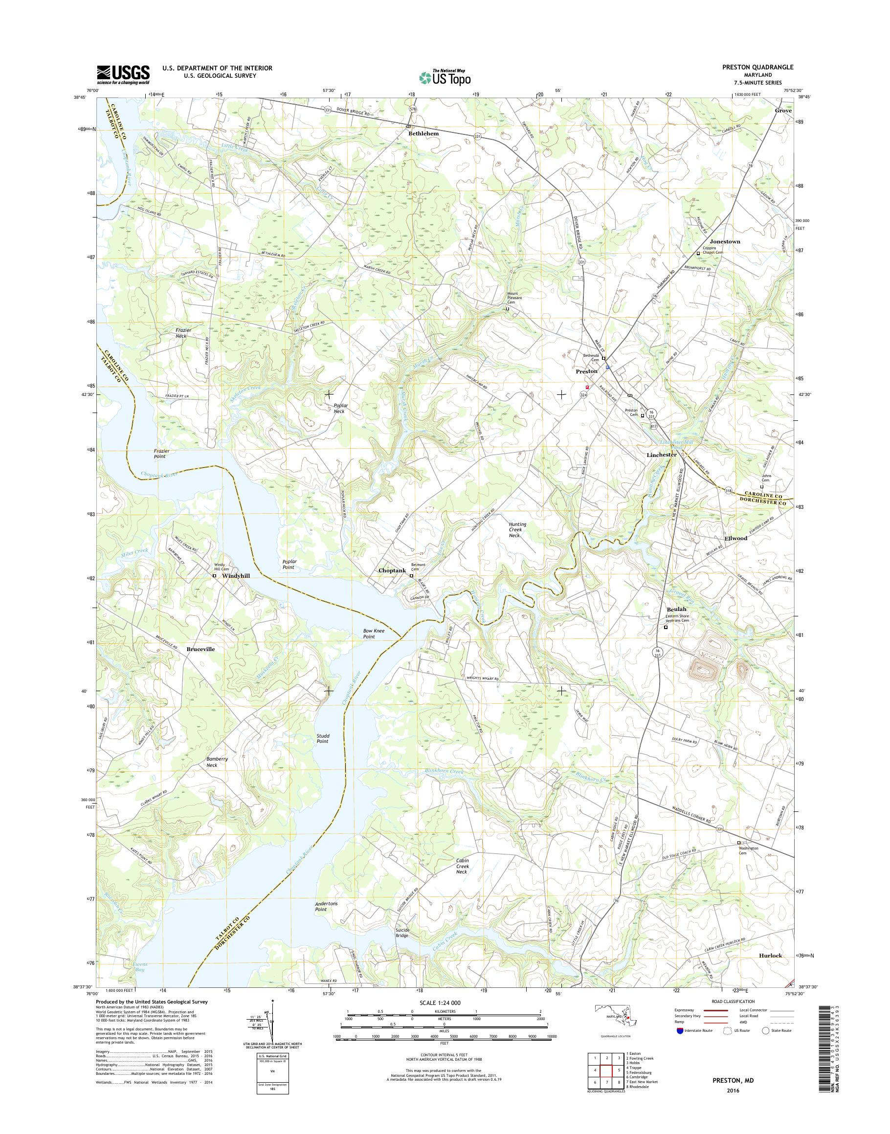 MyTopo Preston, Maryland USGS Quad Topo Map