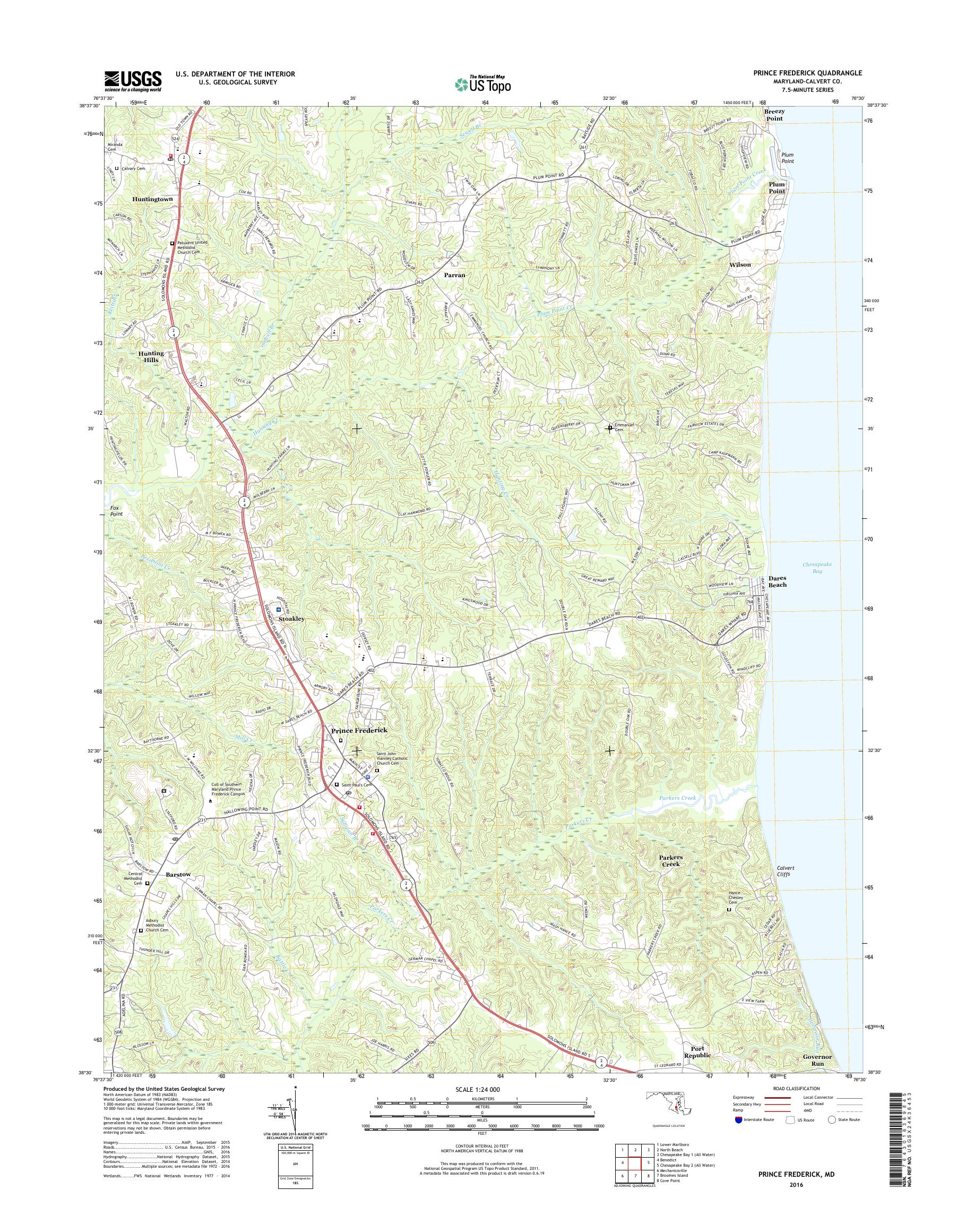MyTopo Prince Frederick, Maryland USGS Quad Topo Map