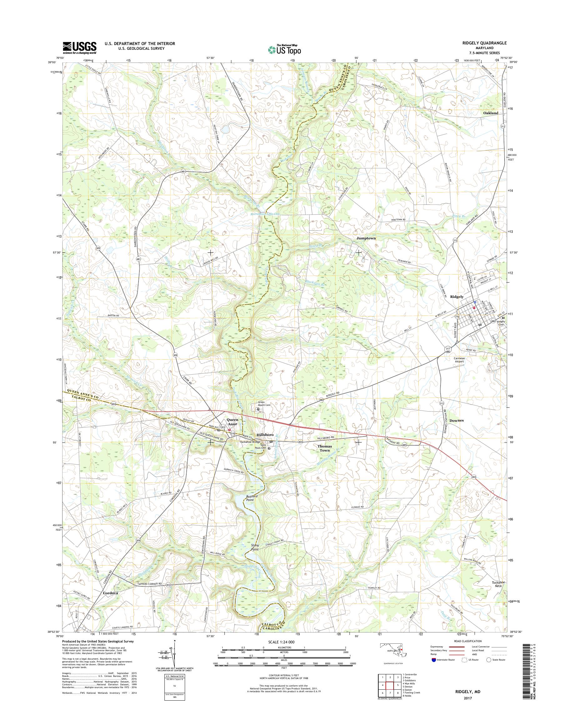 MyTopo Ridgely, Maryland USGS Quad Topo Map