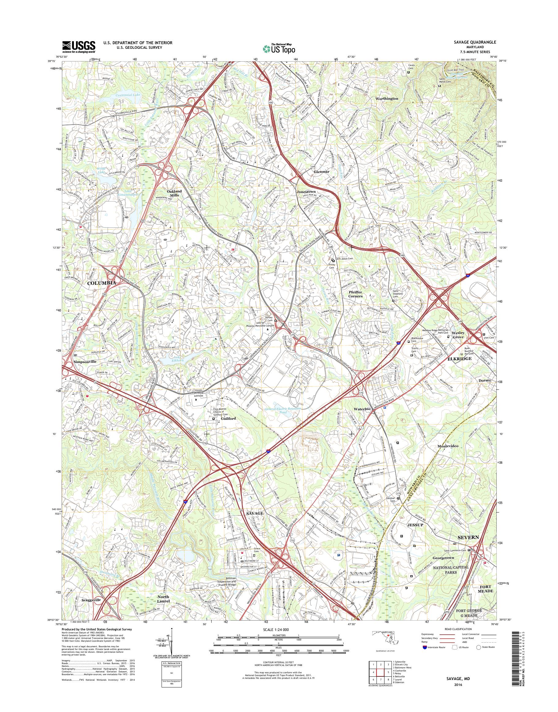 MyTopo Savage, Maryland USGS Quad Topo Map