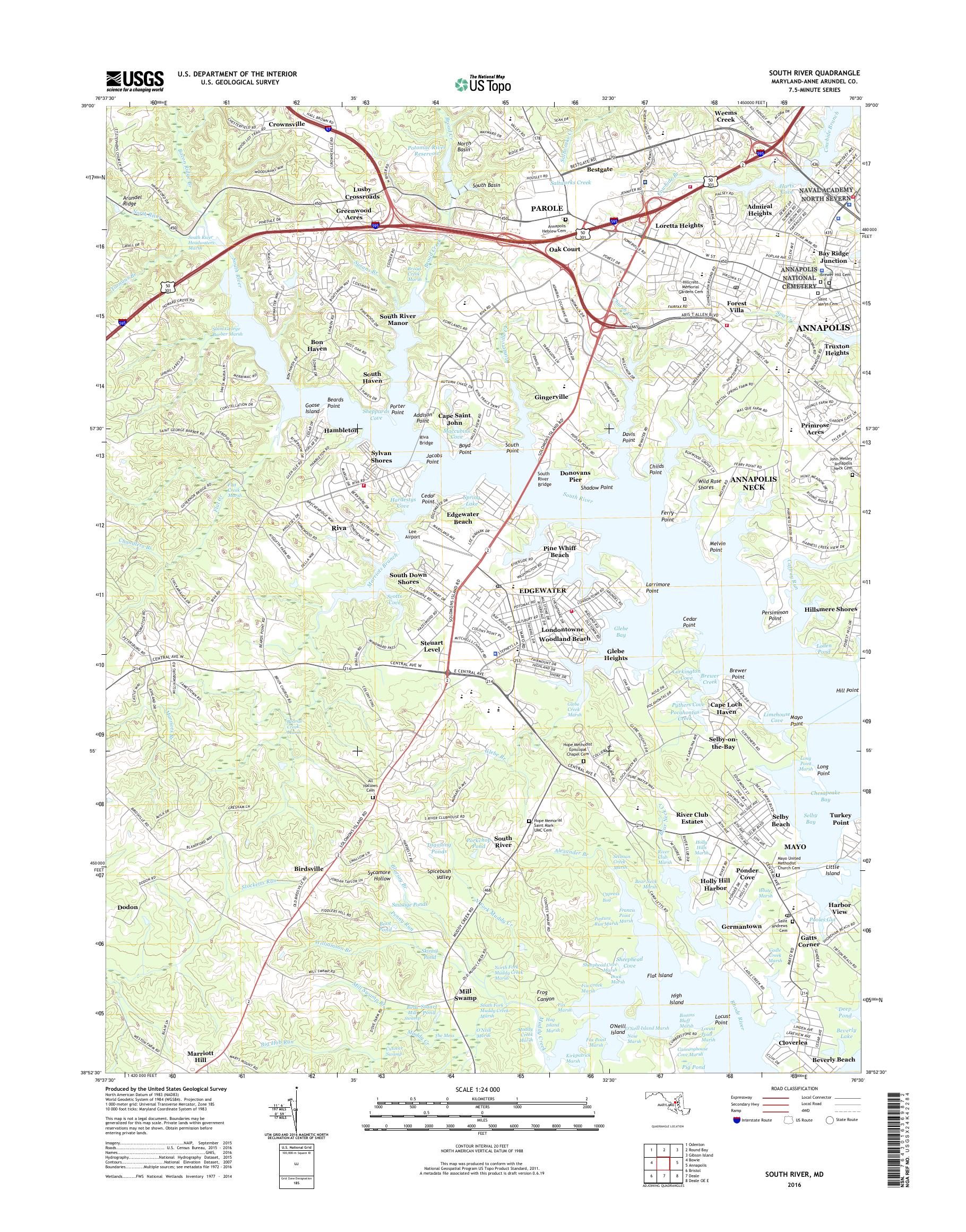 MyTopo South River, Maryland USGS Quad Topo Map
