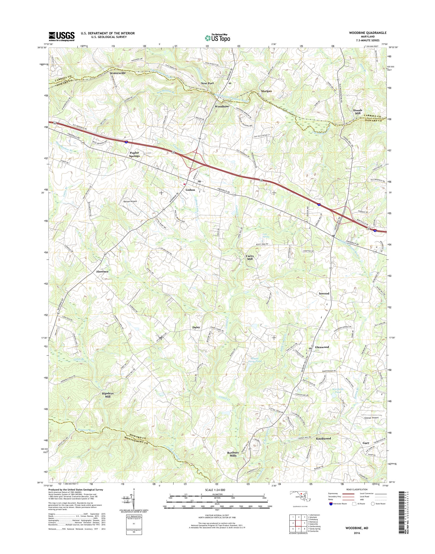 MyTopo Woodbine, Maryland USGS Quad Topo Map