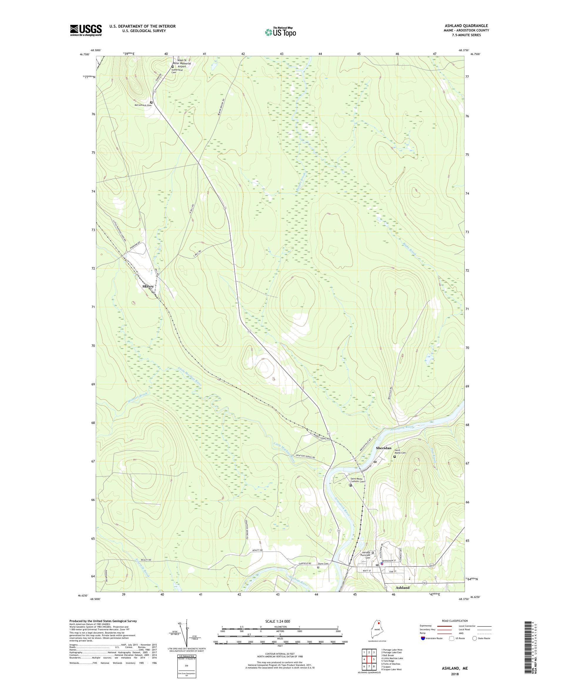 MyTopo Ashland, Maine USGS Quad Topo Map