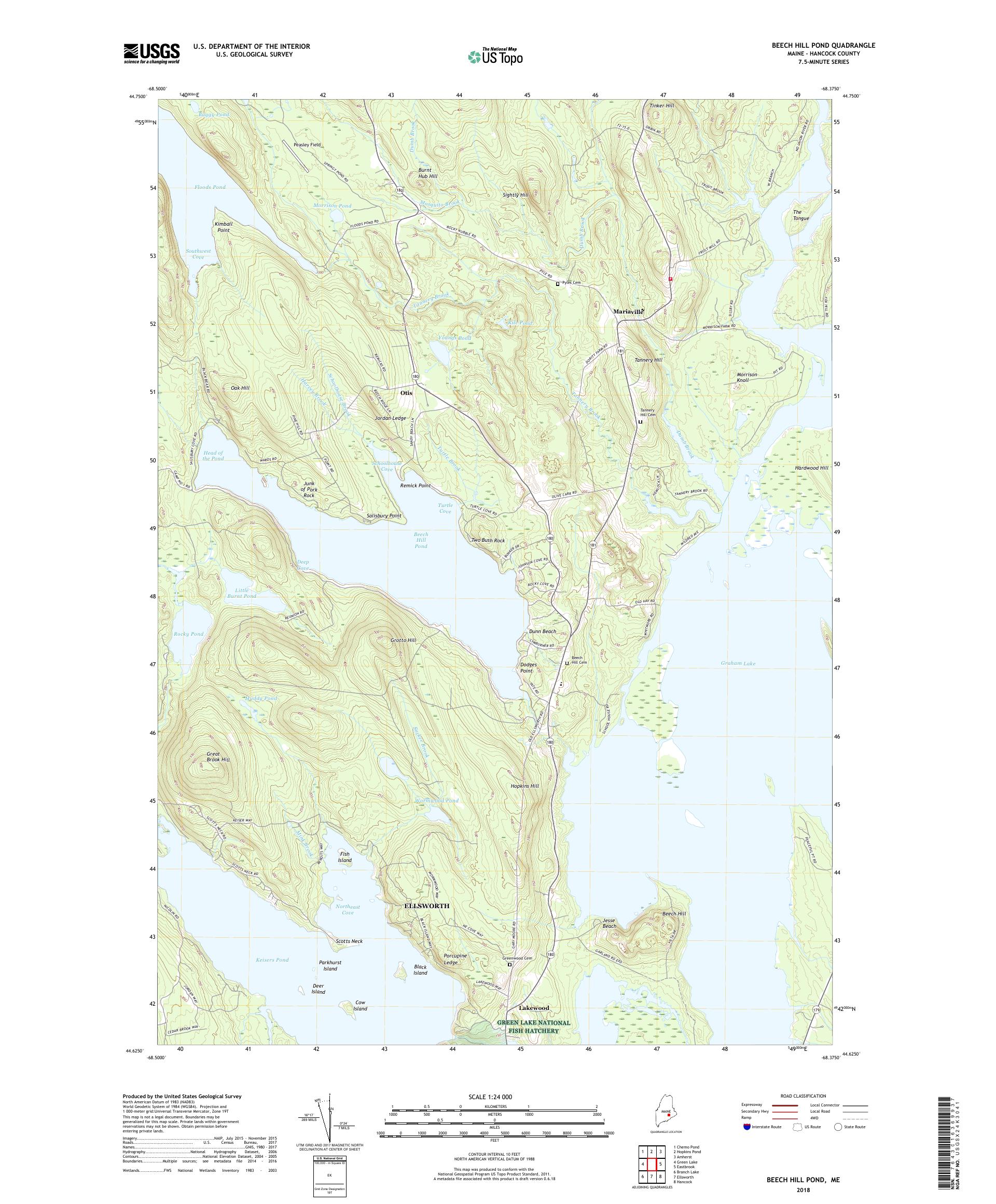 MyTopo Beech Hill Pond, Maine USGS Quad Topo Map