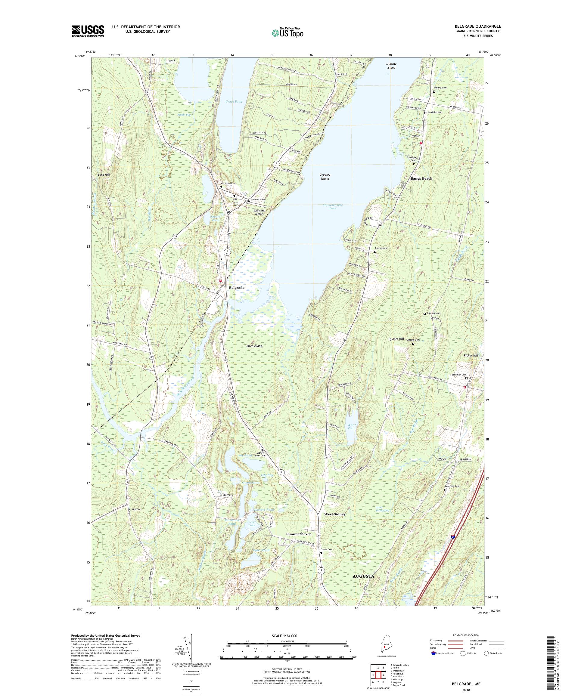 MyTopo Belgrade, Maine USGS Quad Topo Map