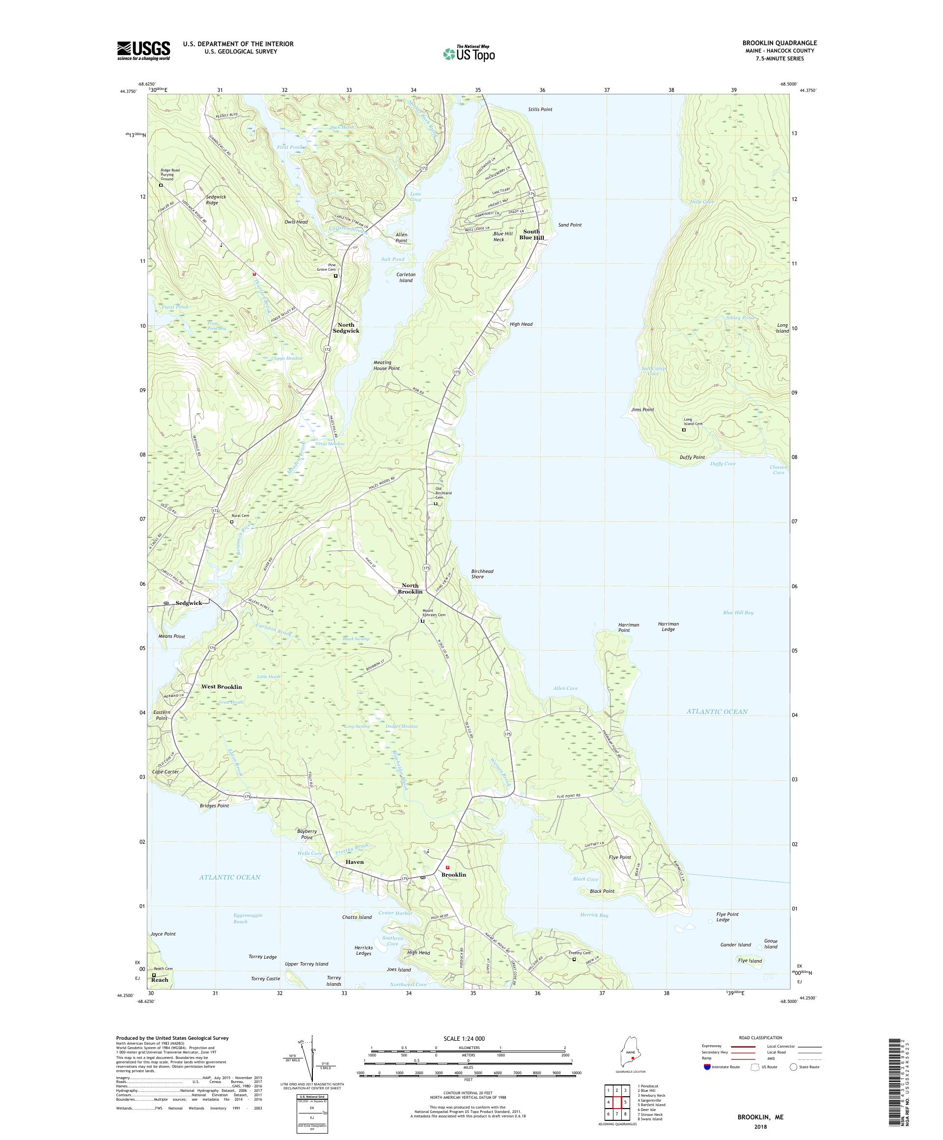 MyTopo Brooklin, Maine USGS Quad Topo Map