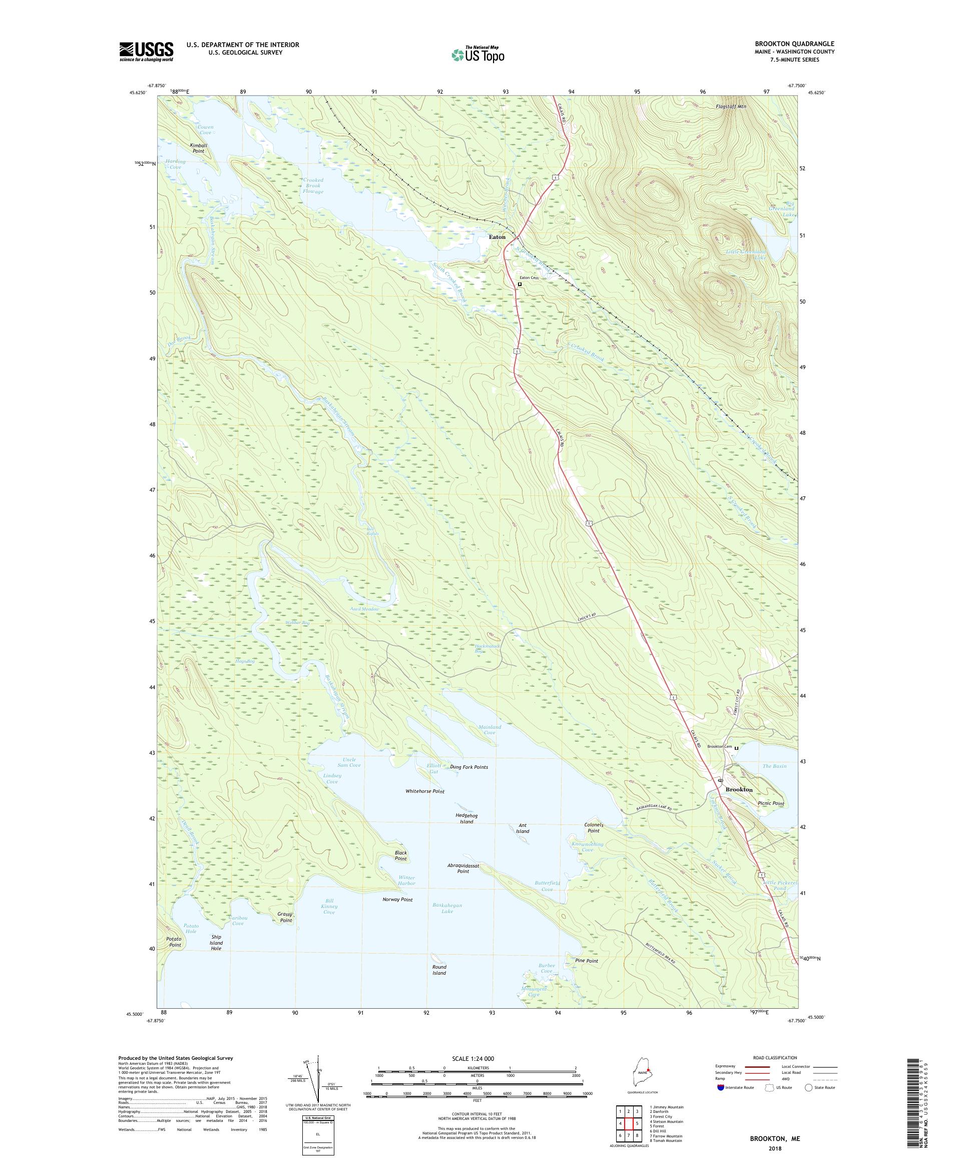MyTopo Brookton, Maine USGS Quad Topo Map