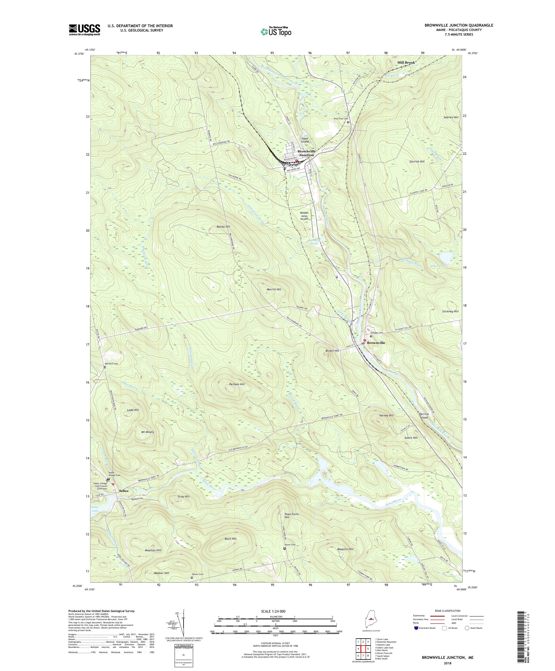 MyTopo Brownville Junction, Maine USGS Quad Topo Map