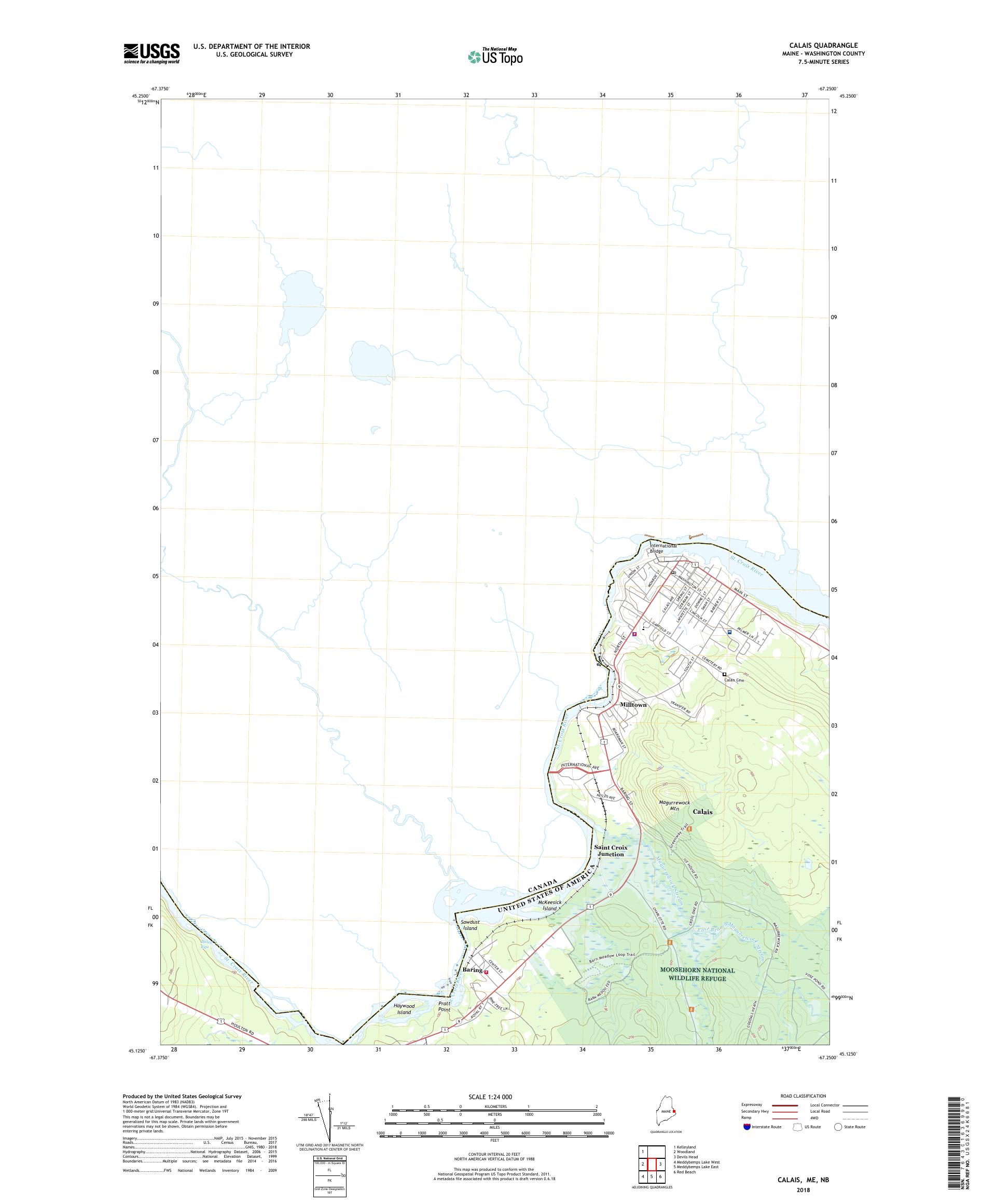 MyTopo Calais, Maine USGS Quad Topo Map