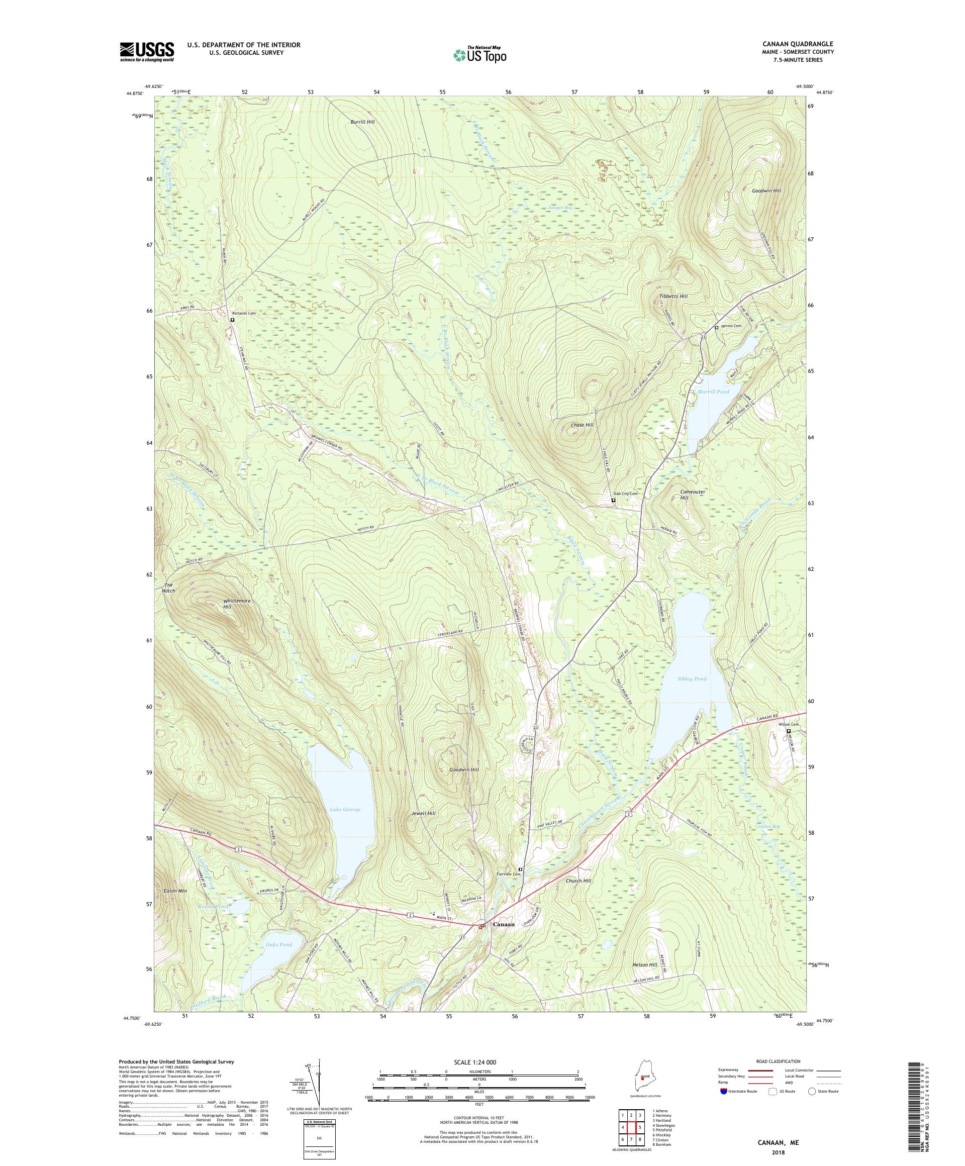 MyTopo Canaan, Maine USGS Quad Topo Map