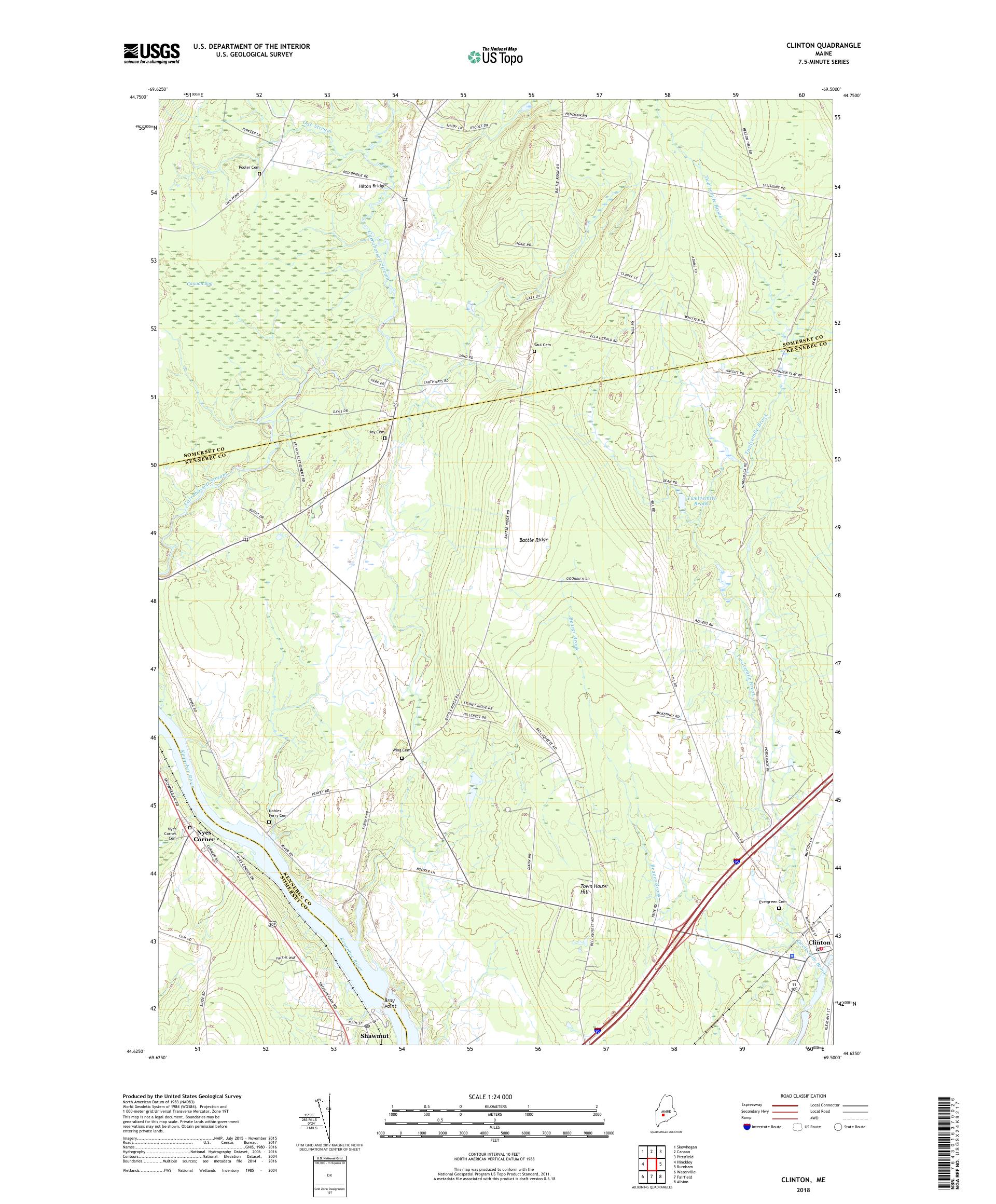 MyTopo Clinton, Maine USGS Quad Topo Map