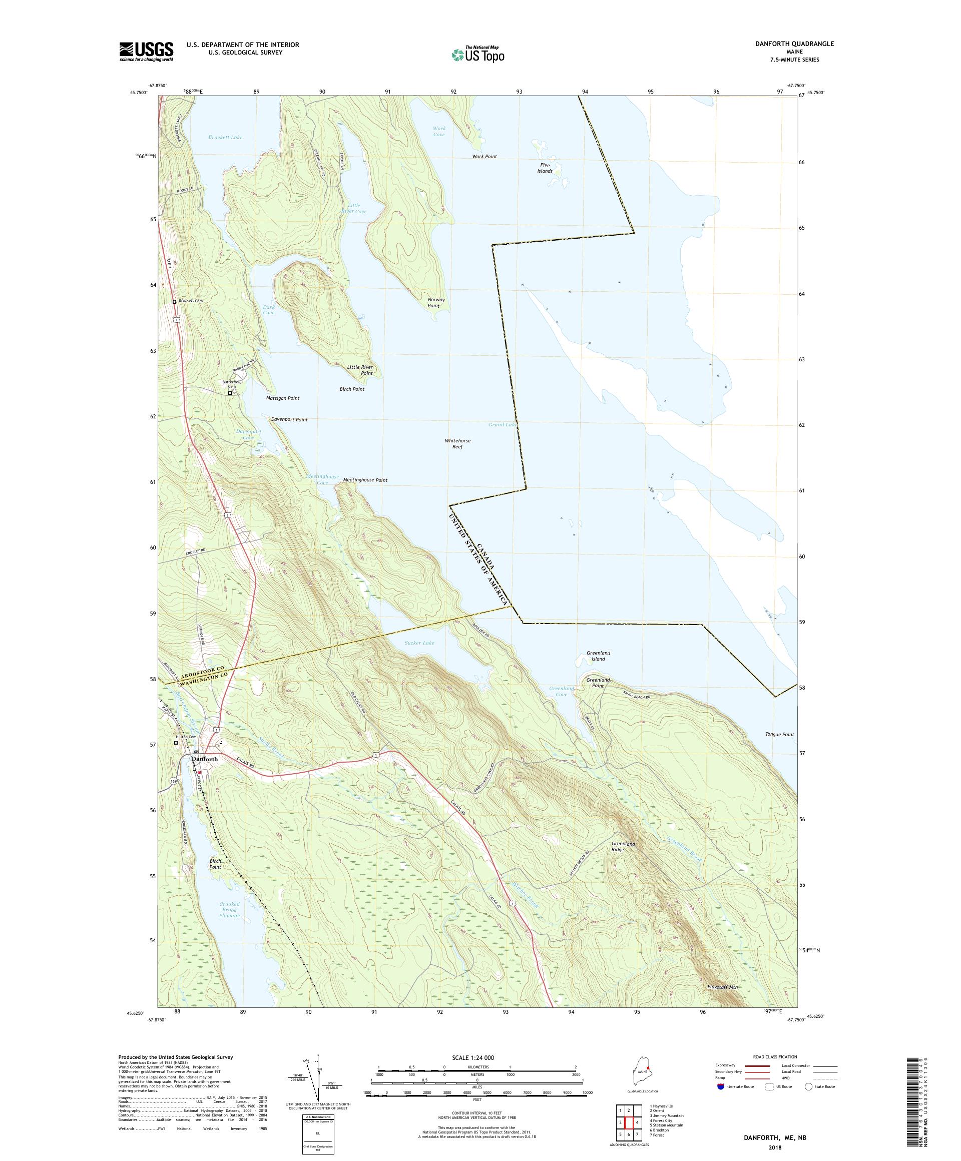 MyTopo Danforth, Maine USGS Quad Topo Map