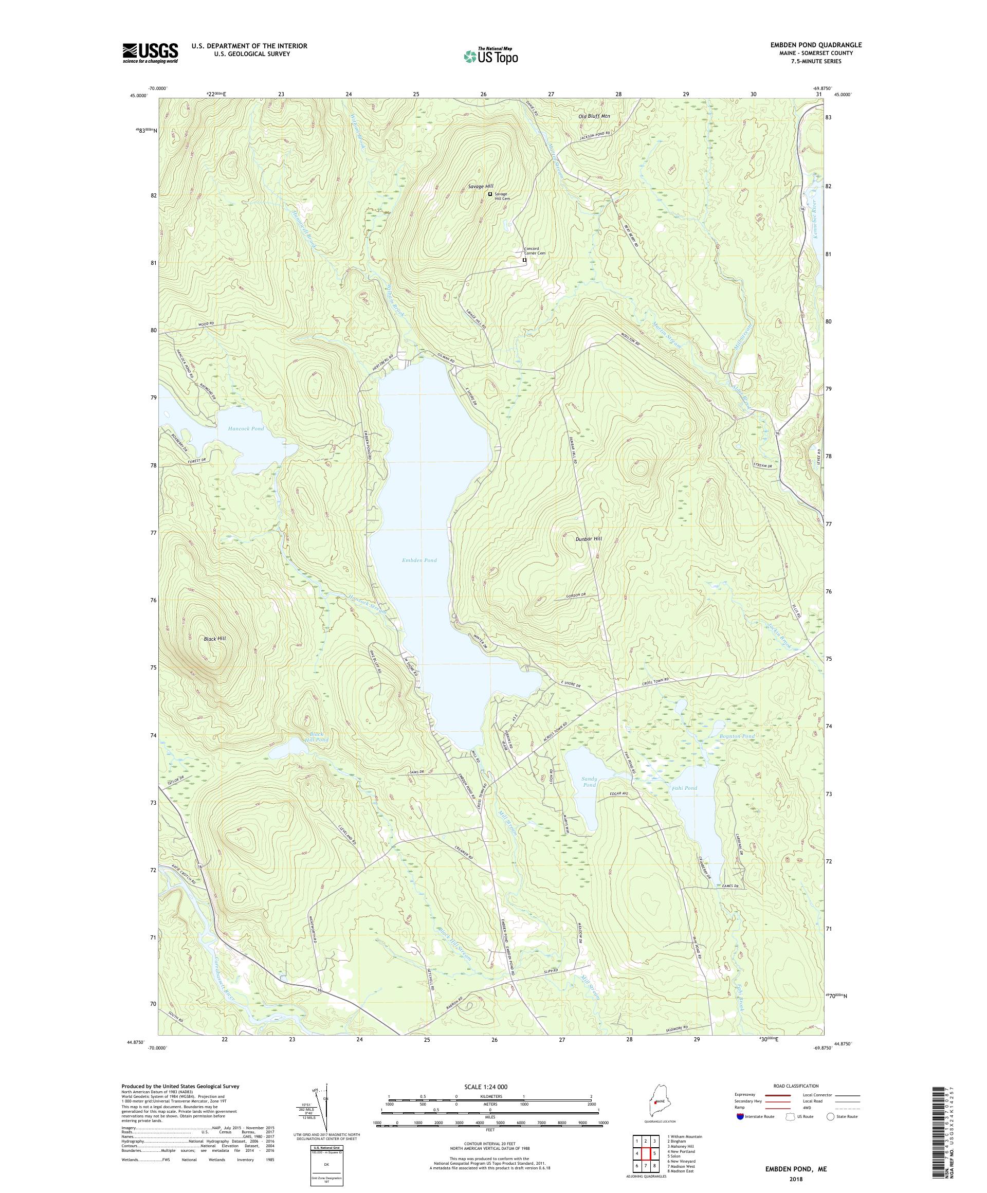 MyTopo Embden Pond, Maine USGS Quad Topo Map