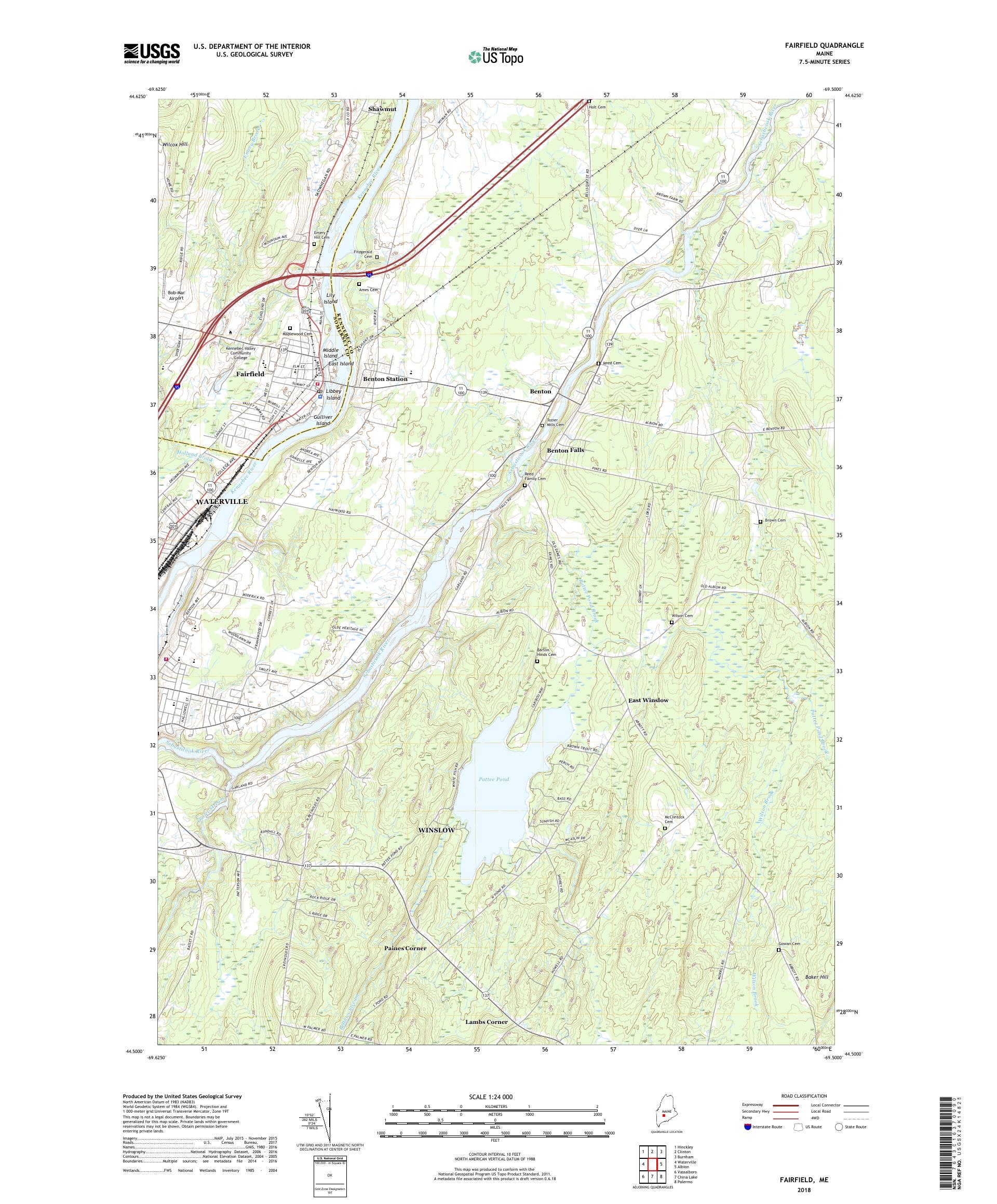 MyTopo Fairfield, Maine USGS Quad Topo Map