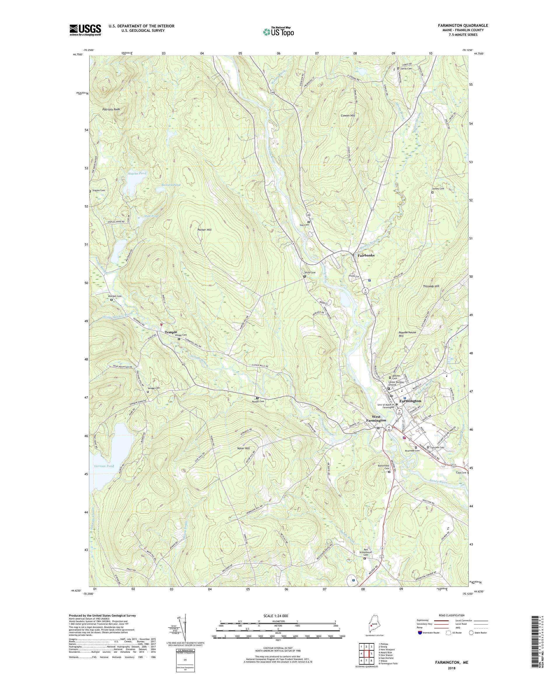 MyTopo Farmington, Maine USGS Quad Topo Map