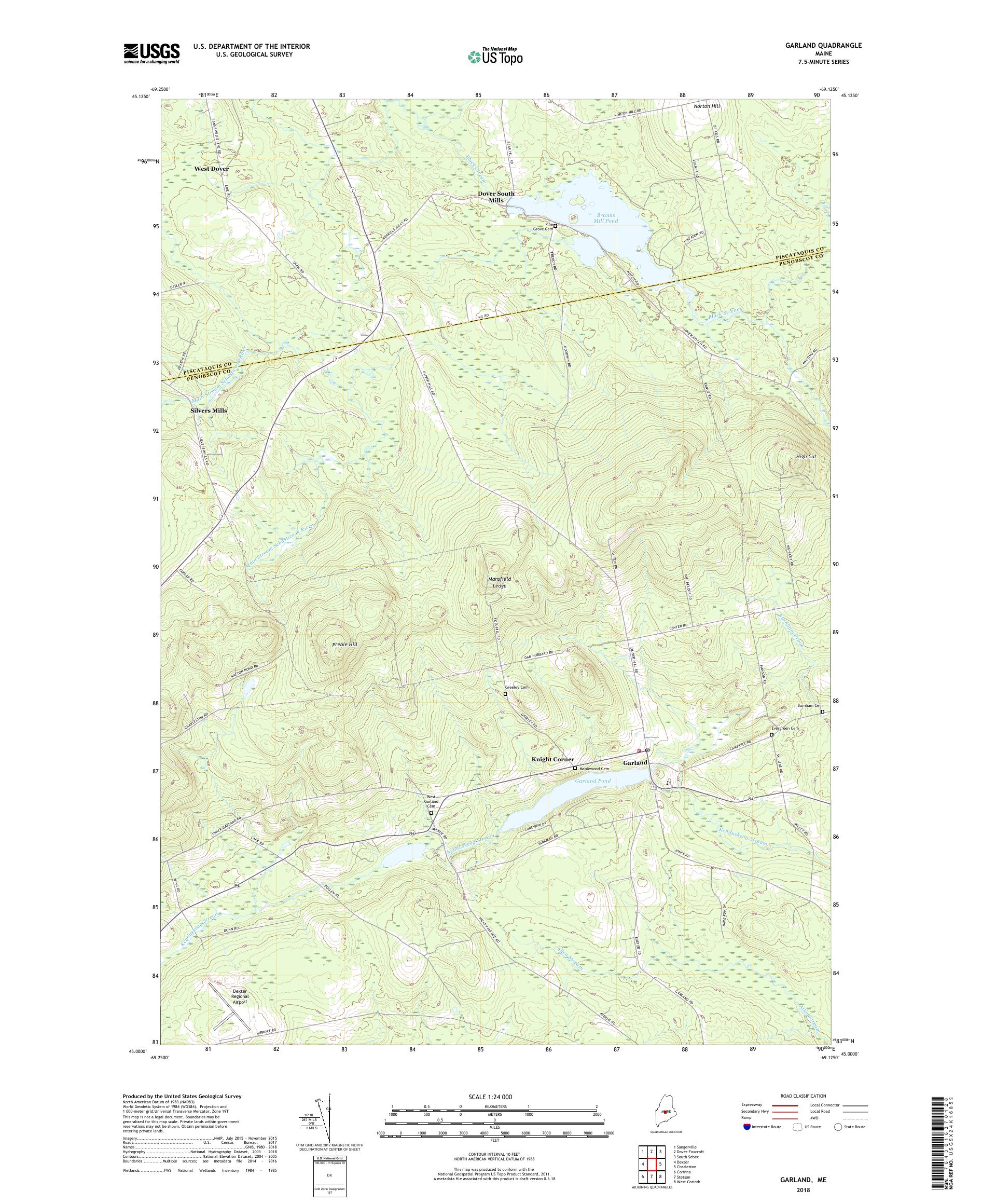 MyTopo Garland, Maine USGS Quad Topo Map