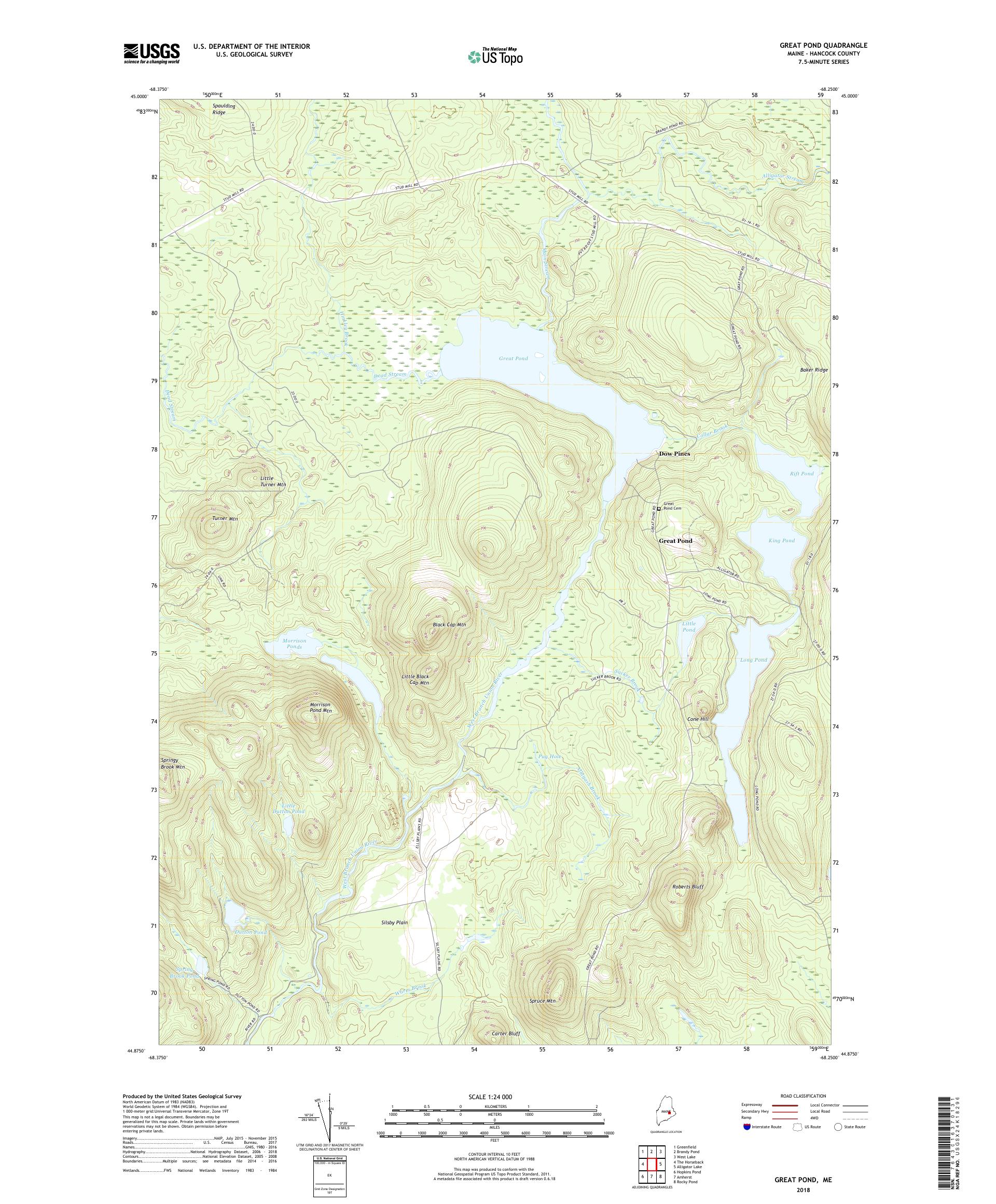 MyTopo Great Pond, Maine USGS Quad Topo Map