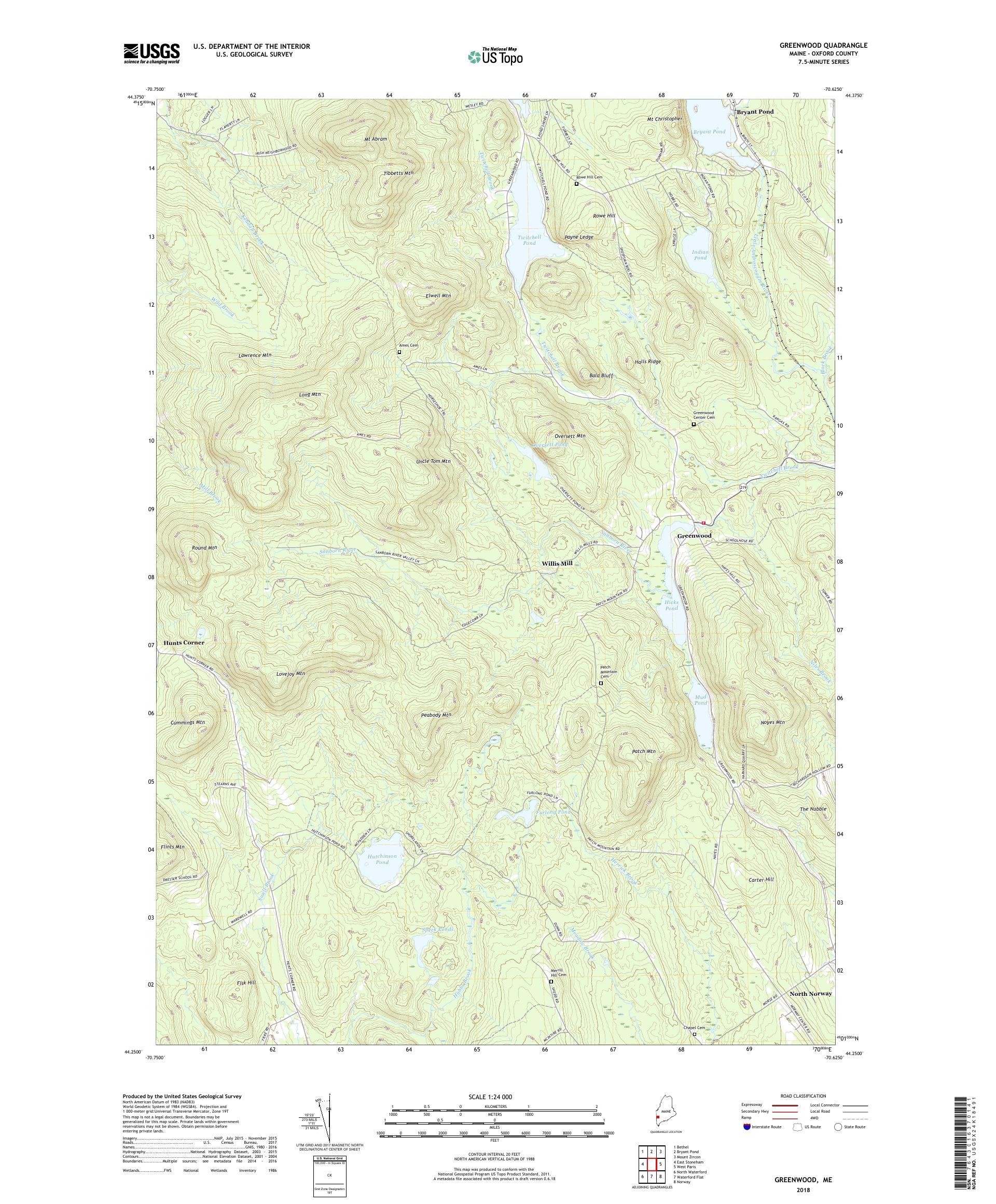 MyTopo Greenwood, Maine USGS Quad Topo Map
