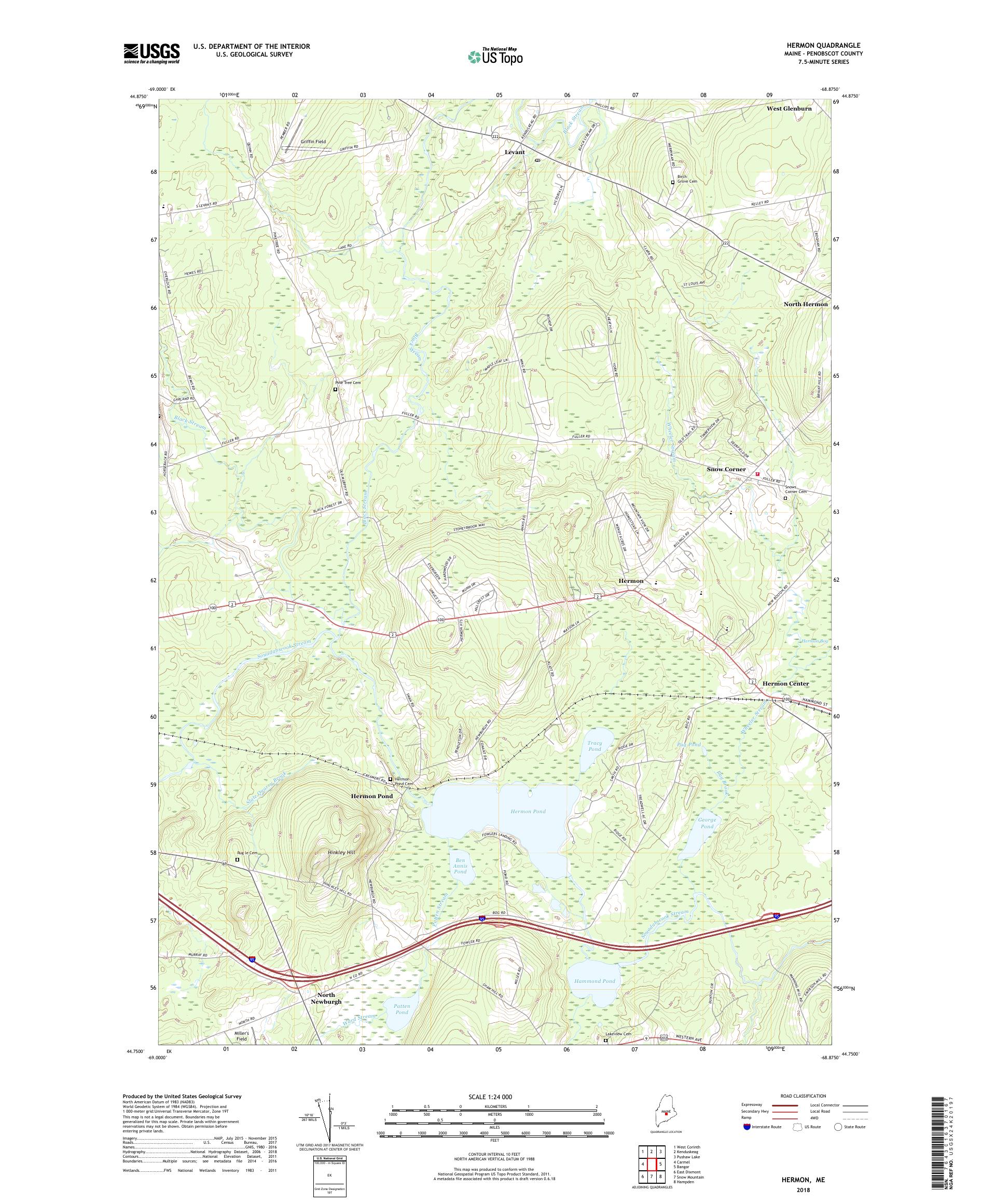 MyTopo Hermon, Maine USGS Quad Topo Map
