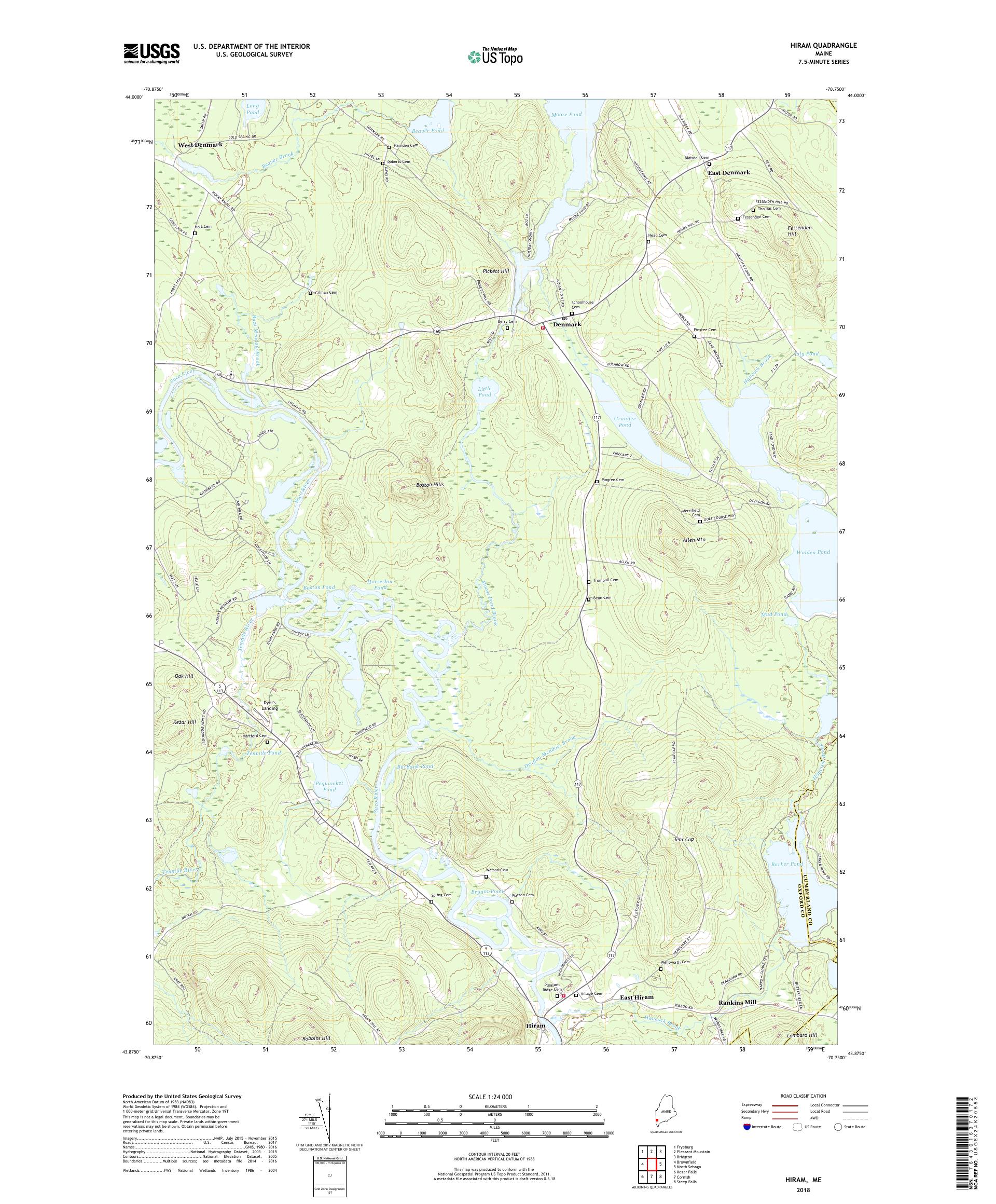 MyTopo Hiram, Maine USGS Quad Topo Map