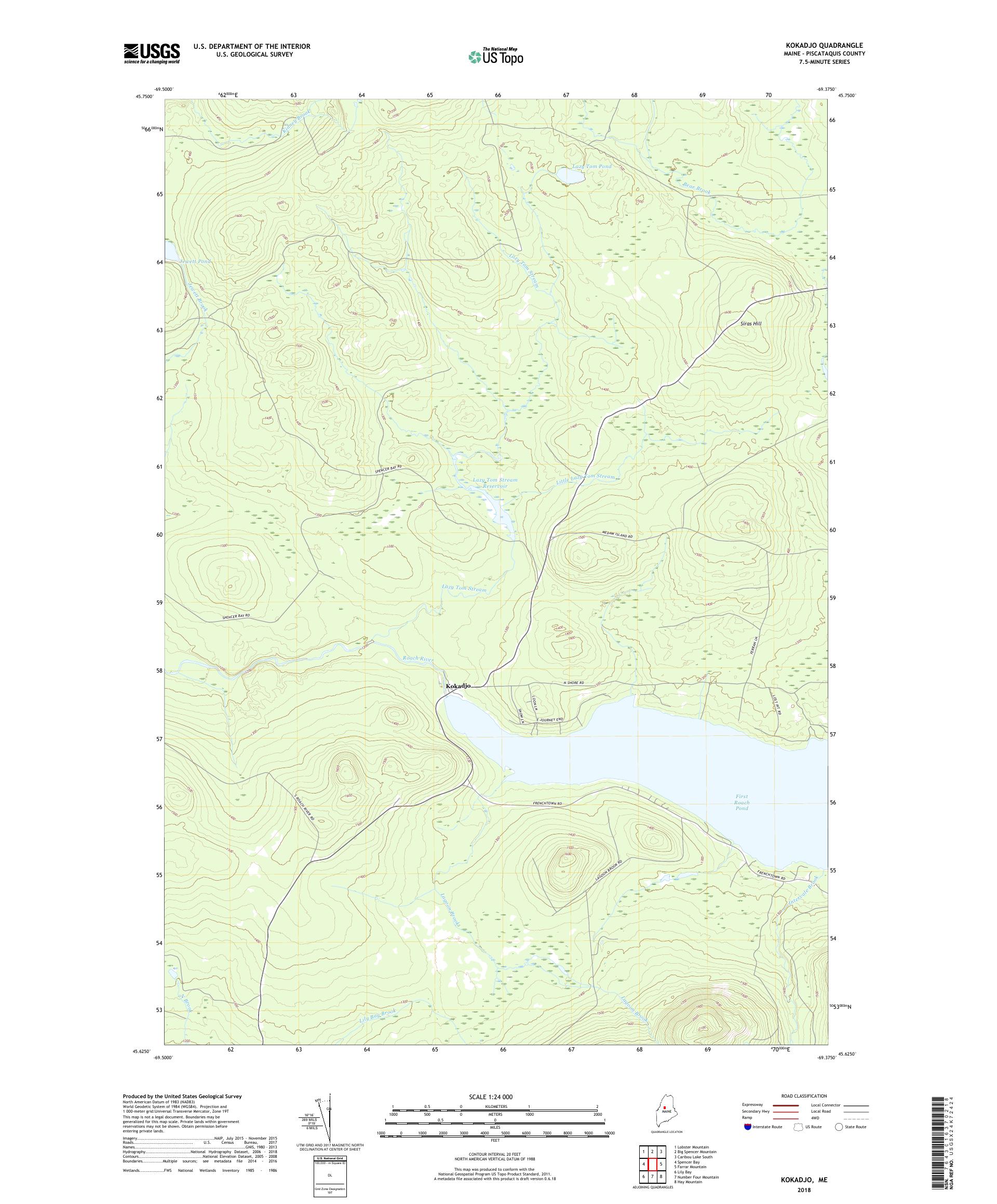 MyTopo Kokadjo, Maine USGS Quad Topo Map
