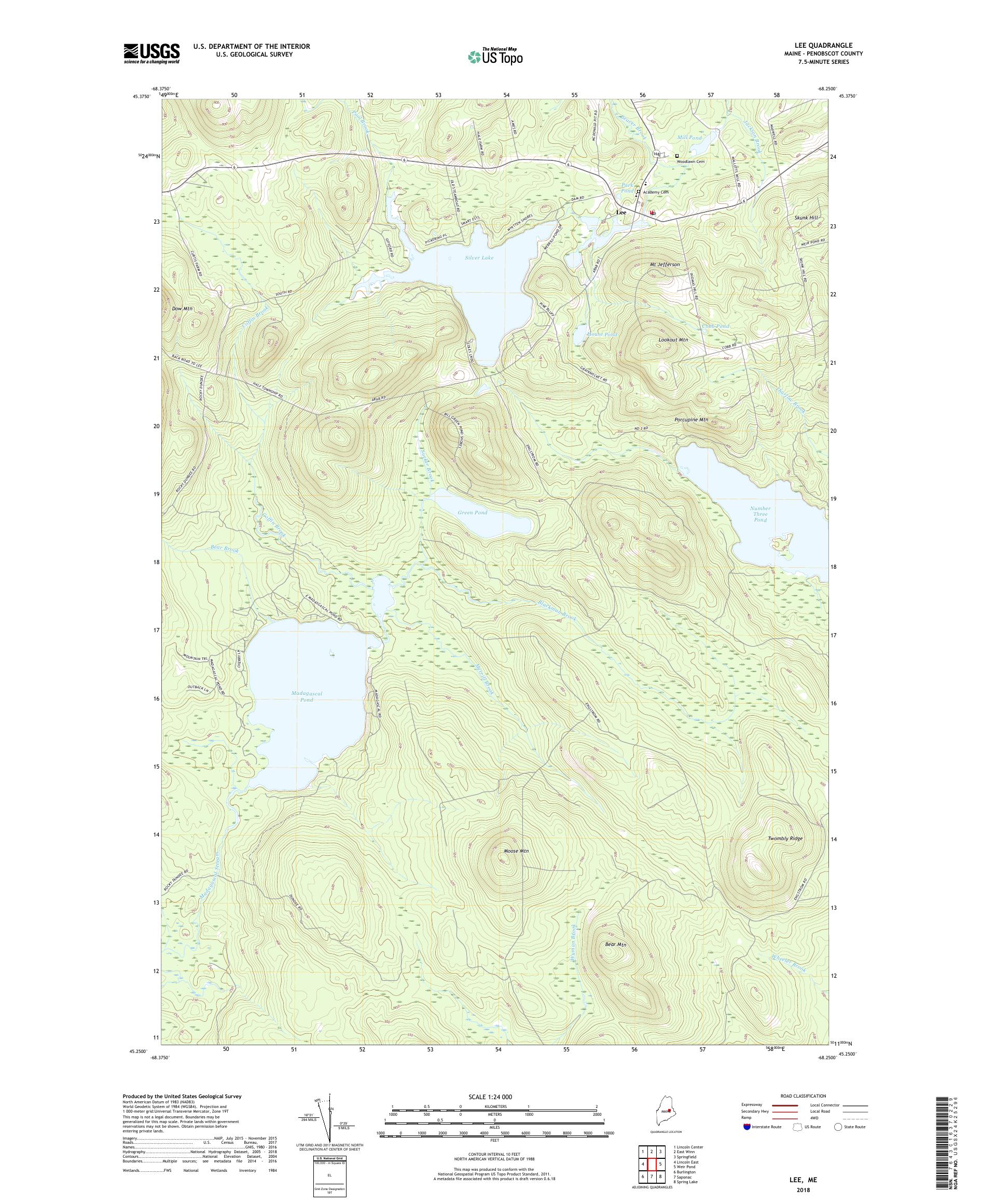 MyTopo Lee, Maine USGS Quad Topo Map