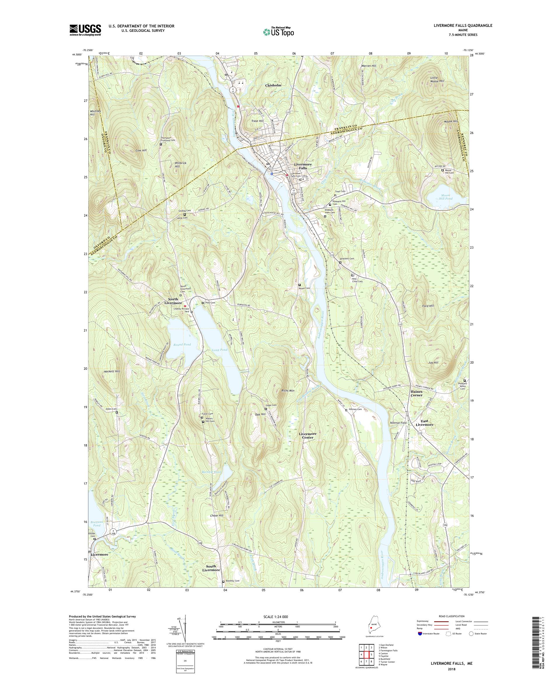 MyTopo Livermore Falls, Maine USGS Quad Topo Map