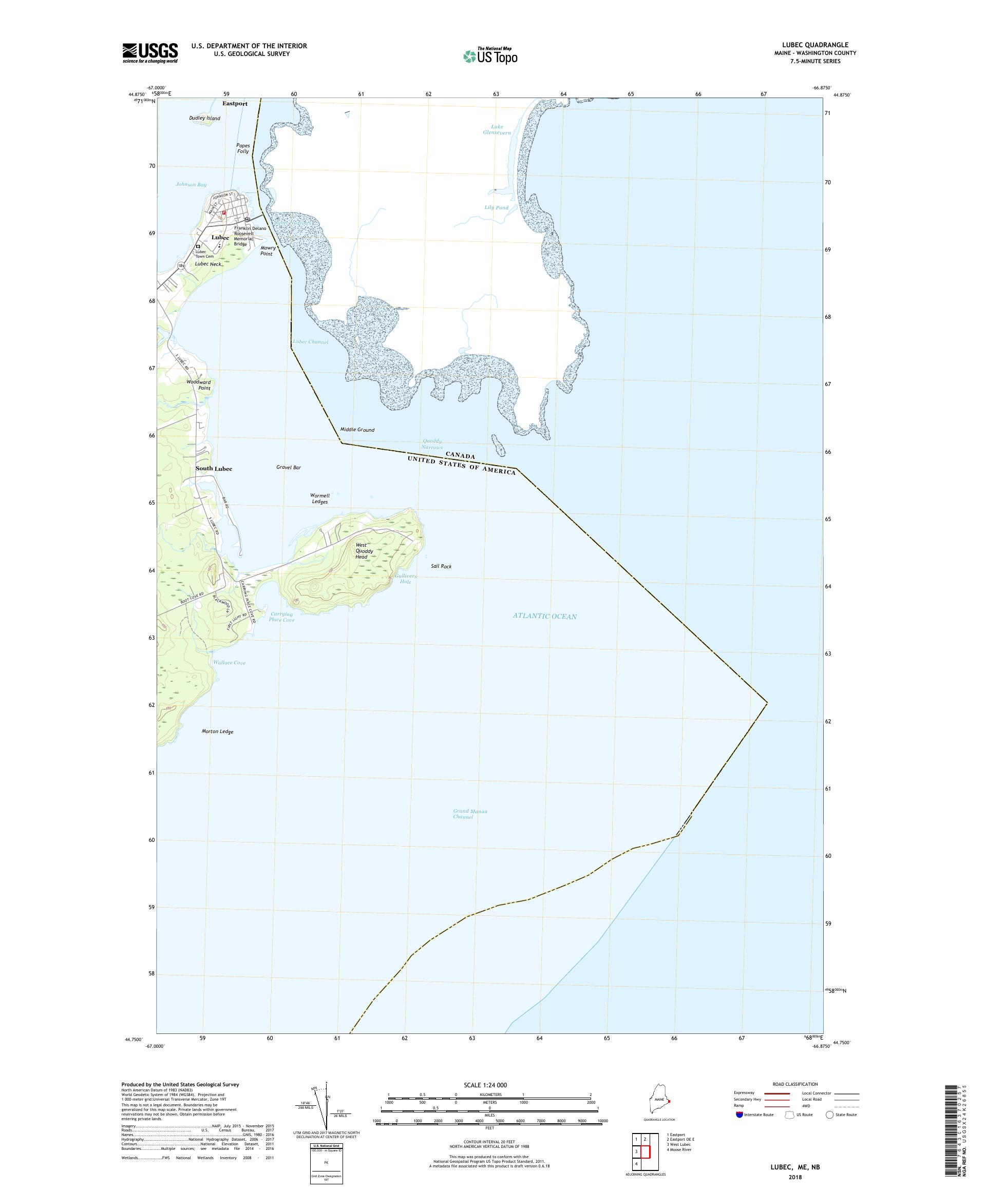 MyTopo Lubec, Maine USGS Quad Topo Map