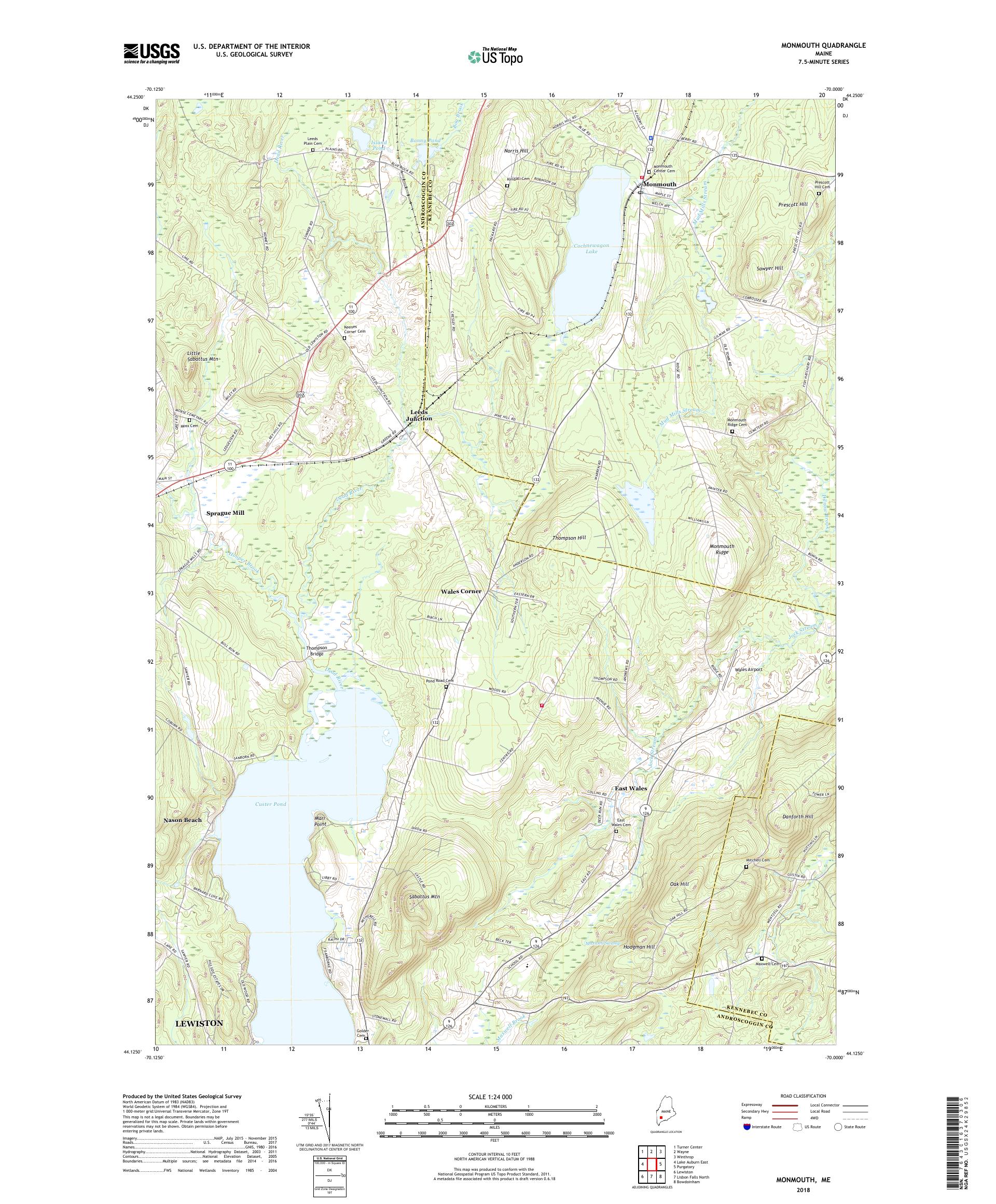 MyTopo Monmouth, Maine USGS Quad Topo Map