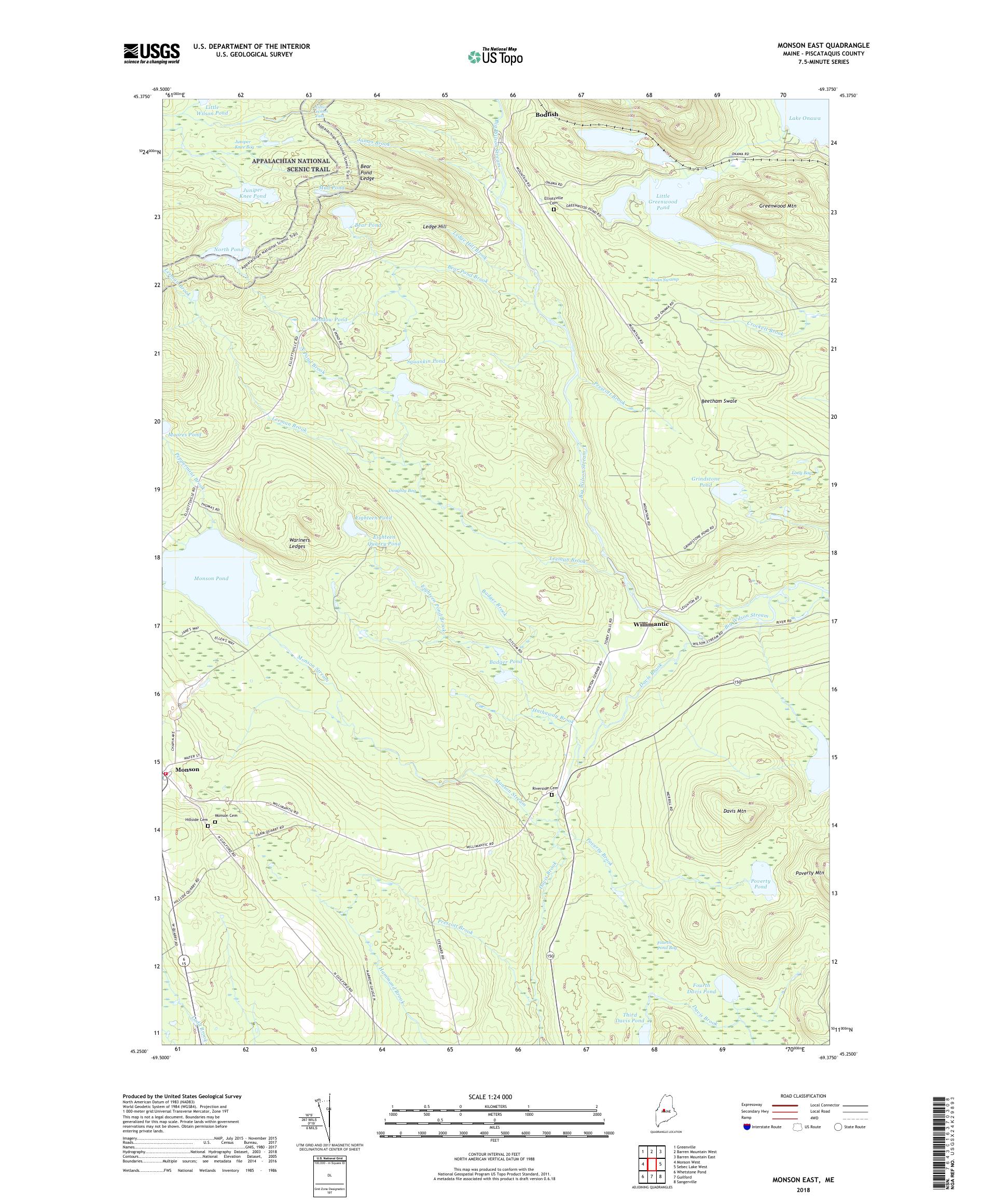 MyTopo Monson East, Maine USGS Quad Topo Map