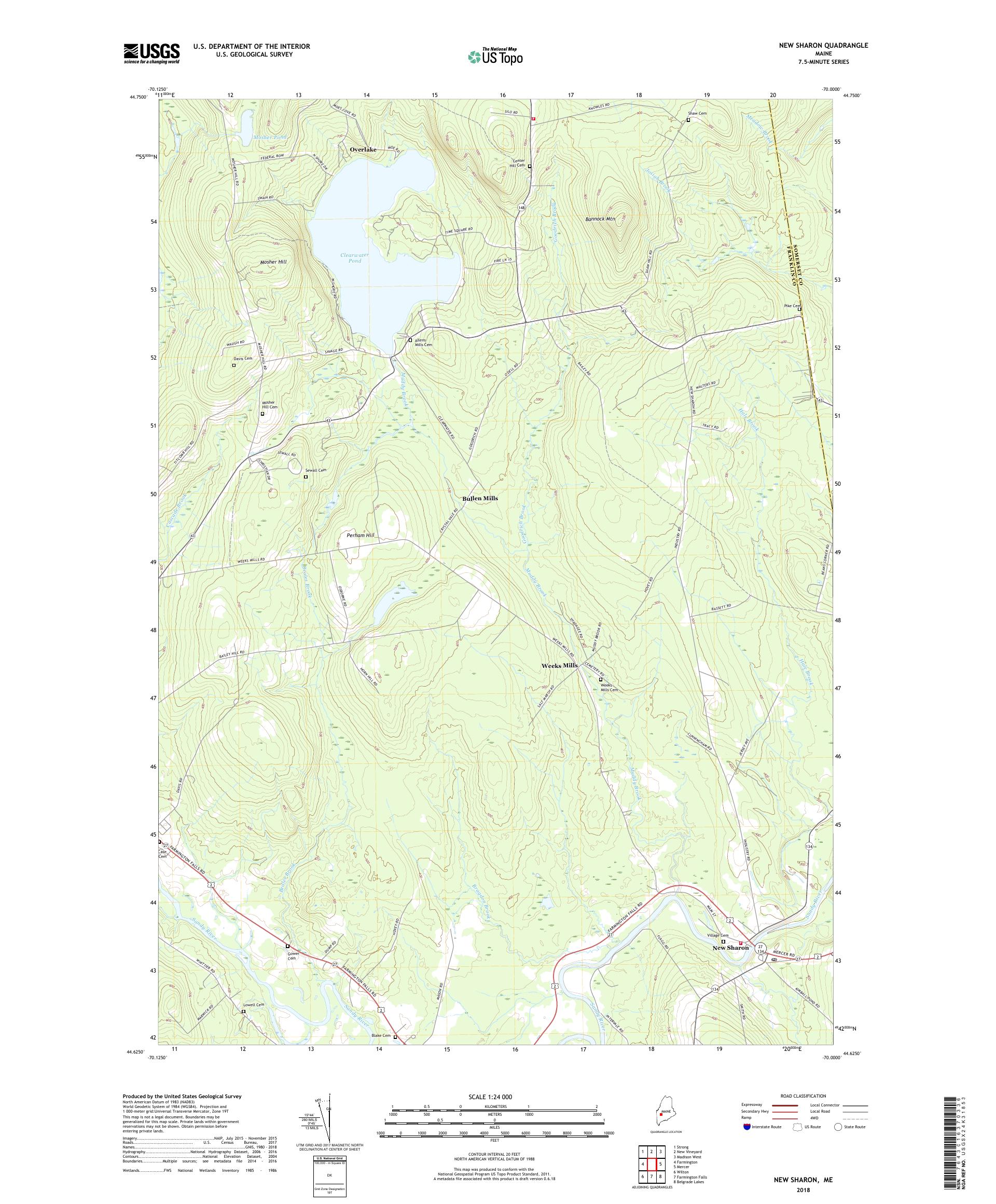 MyTopo New Sharon, Maine USGS Quad Topo Map