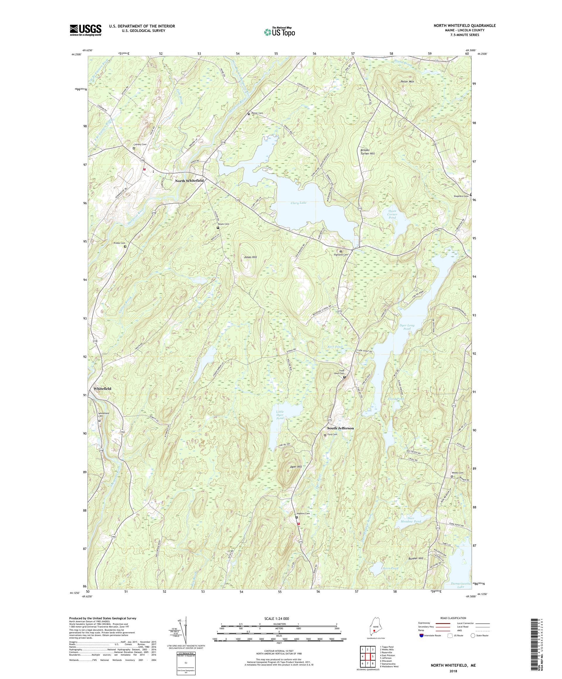 MyTopo North Whitefield, Maine USGS Quad Topo Map