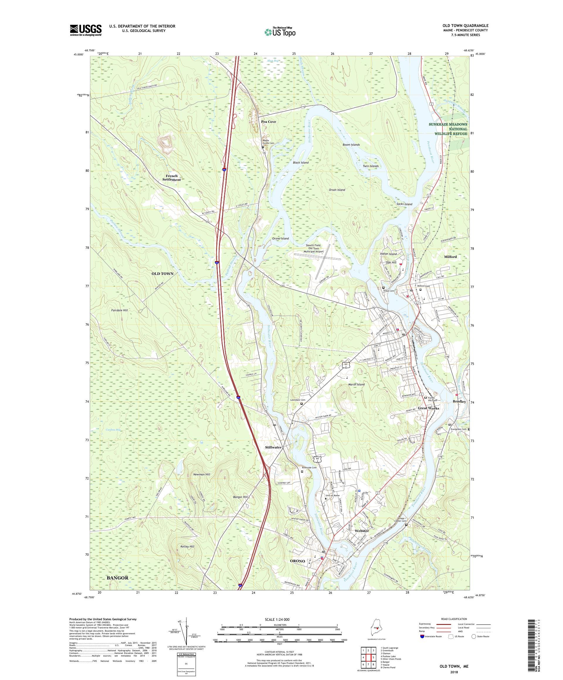 MyTopo Old Town, Maine USGS Quad Topo Map