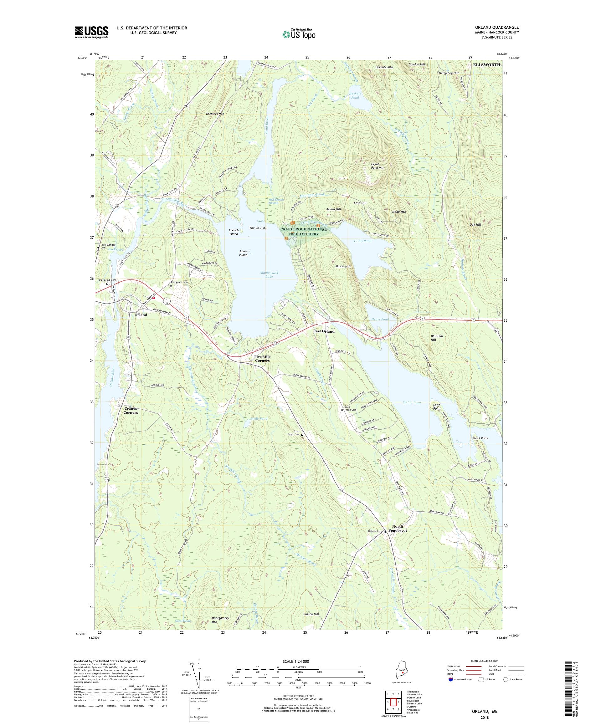 MyTopo Orland, Maine USGS Quad Topo Map