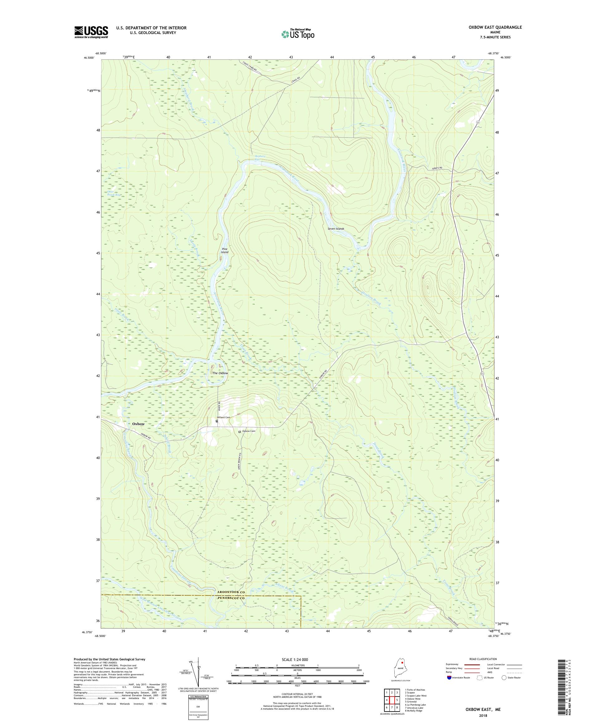 MyTopo Oxbow East, Maine USGS Quad Topo Map