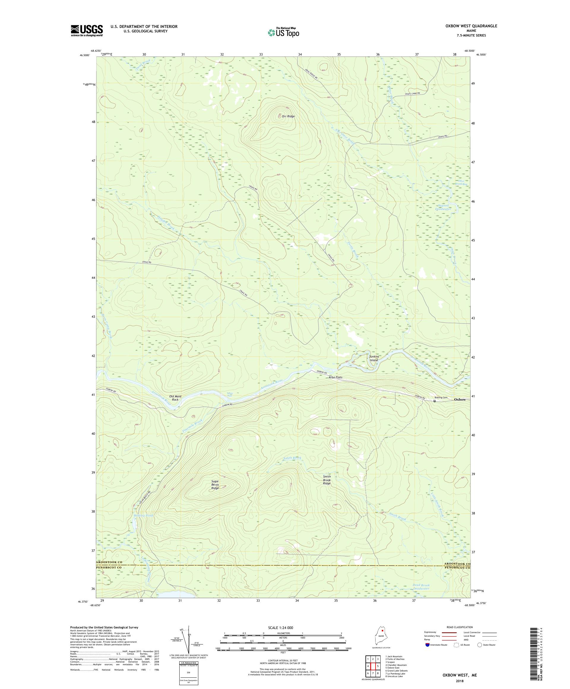 MyTopo Oxbow West, Maine USGS Quad Topo Map
