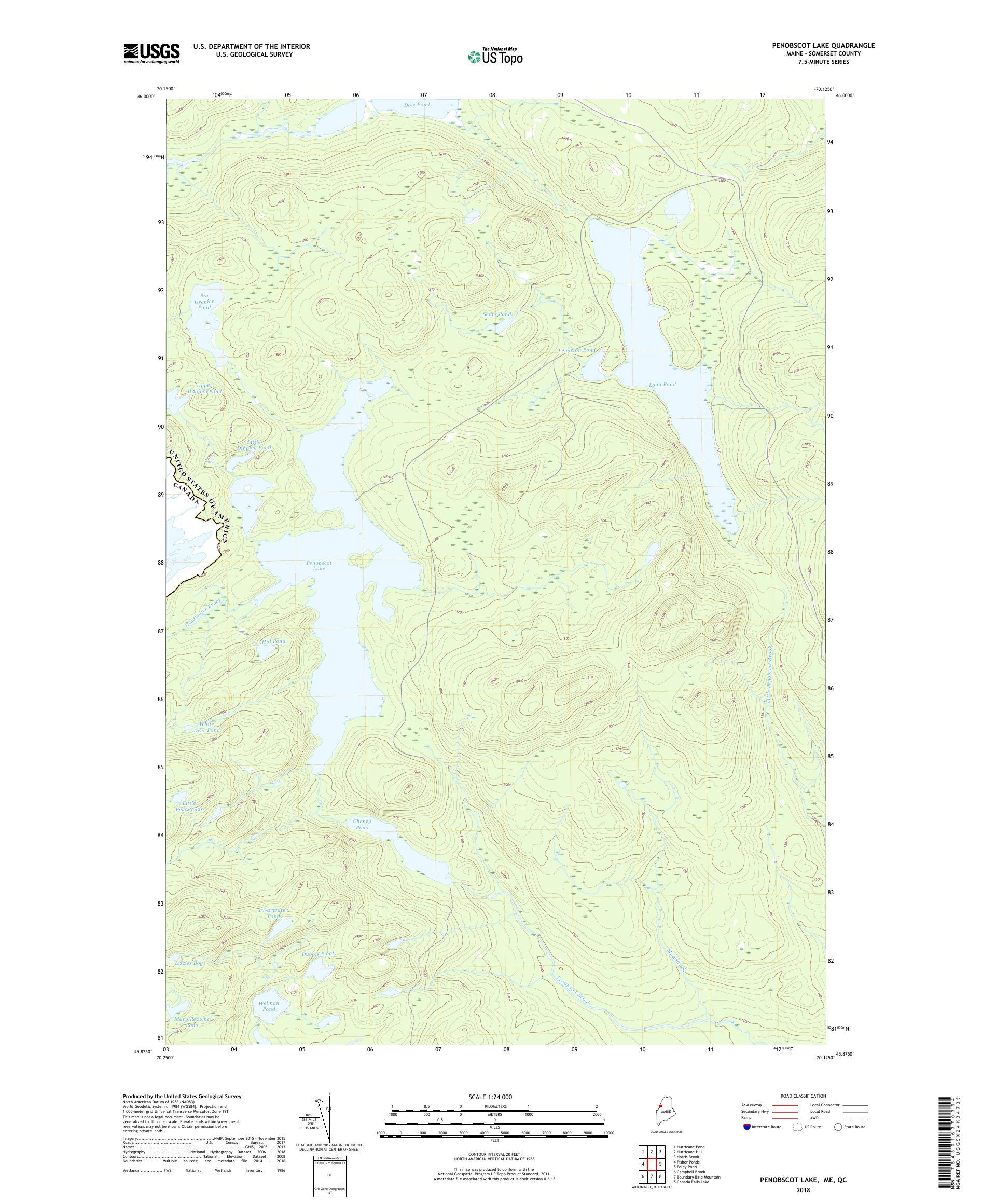 MyTopo Penobscot Lake, Maine USGS Quad Topo Map