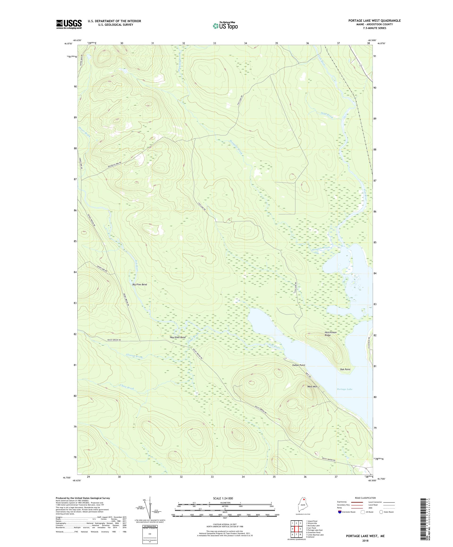 MyTopo Portage Lake West, Maine USGS Quad Topo Map