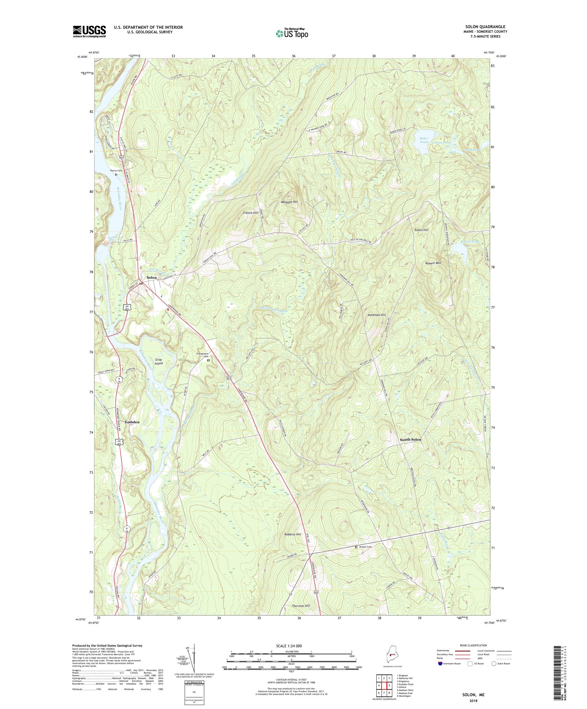 MyTopo Solon, Maine USGS Quad Topo Map