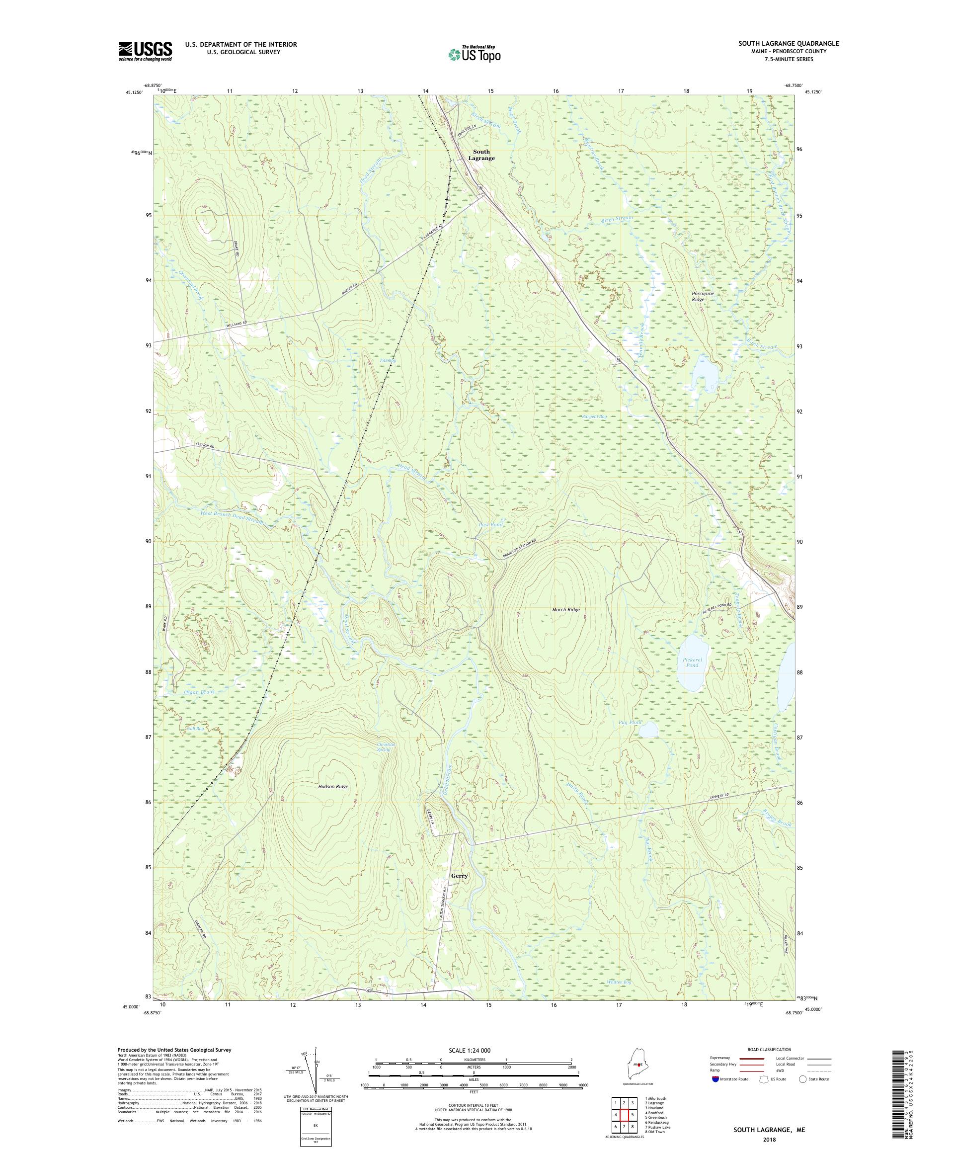 MyTopo South Lagrange, Maine USGS Quad Topo Map