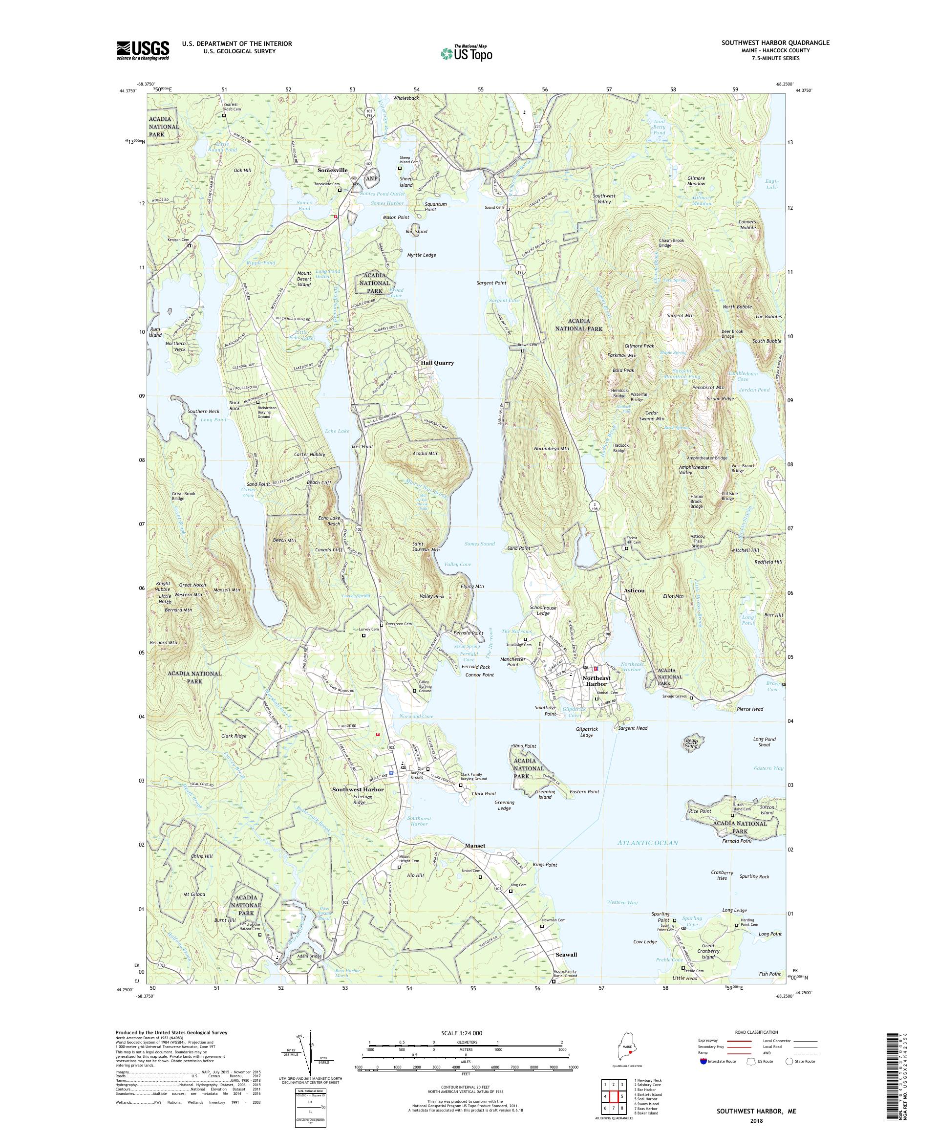 MyTopo Southwest Harbor, Maine USGS Quad Topo Map