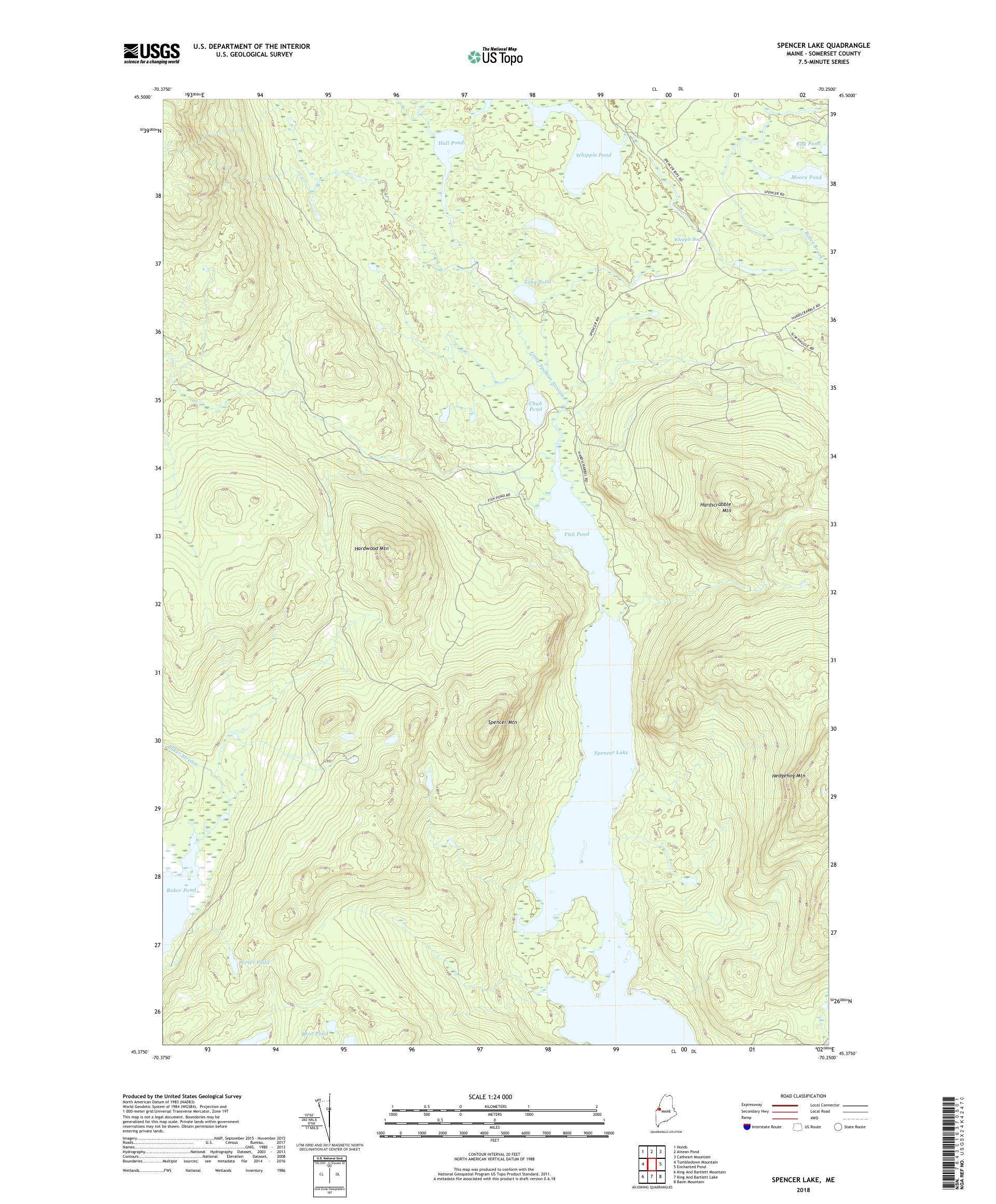 MyTopo Spencer Lake, Maine USGS Quad Topo Map