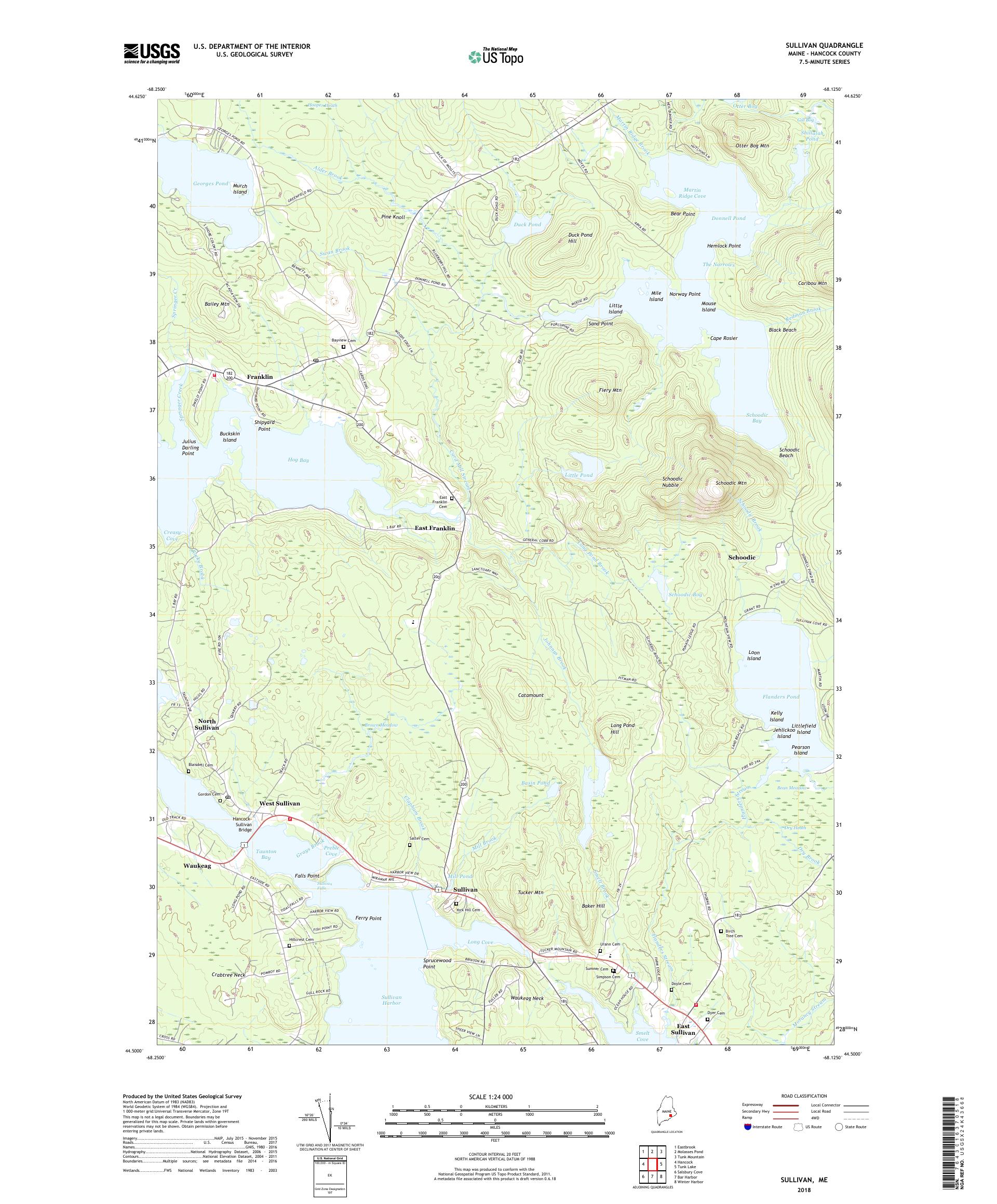 MyTopo Sullivan, Maine USGS Quad Topo Map