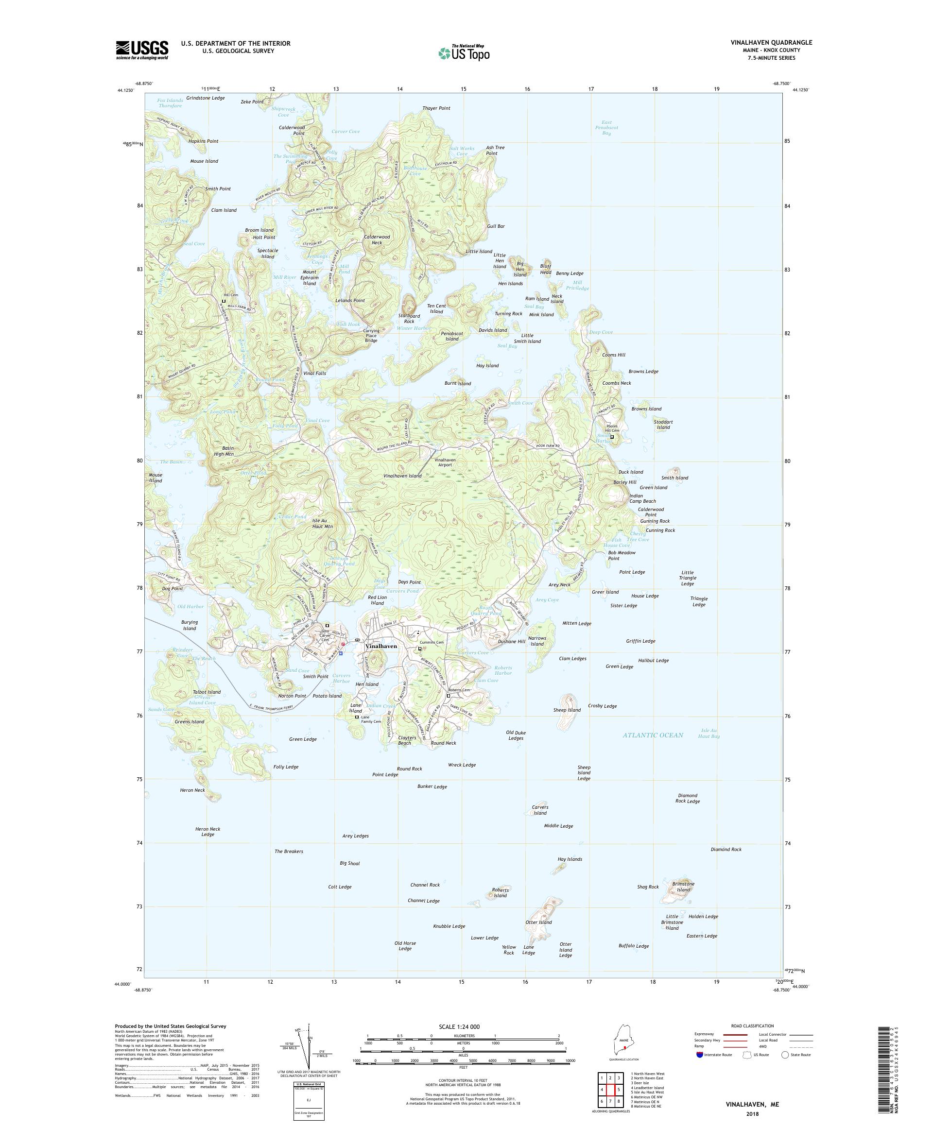 MyTopo Vinalhaven, Maine USGS Quad Topo Map