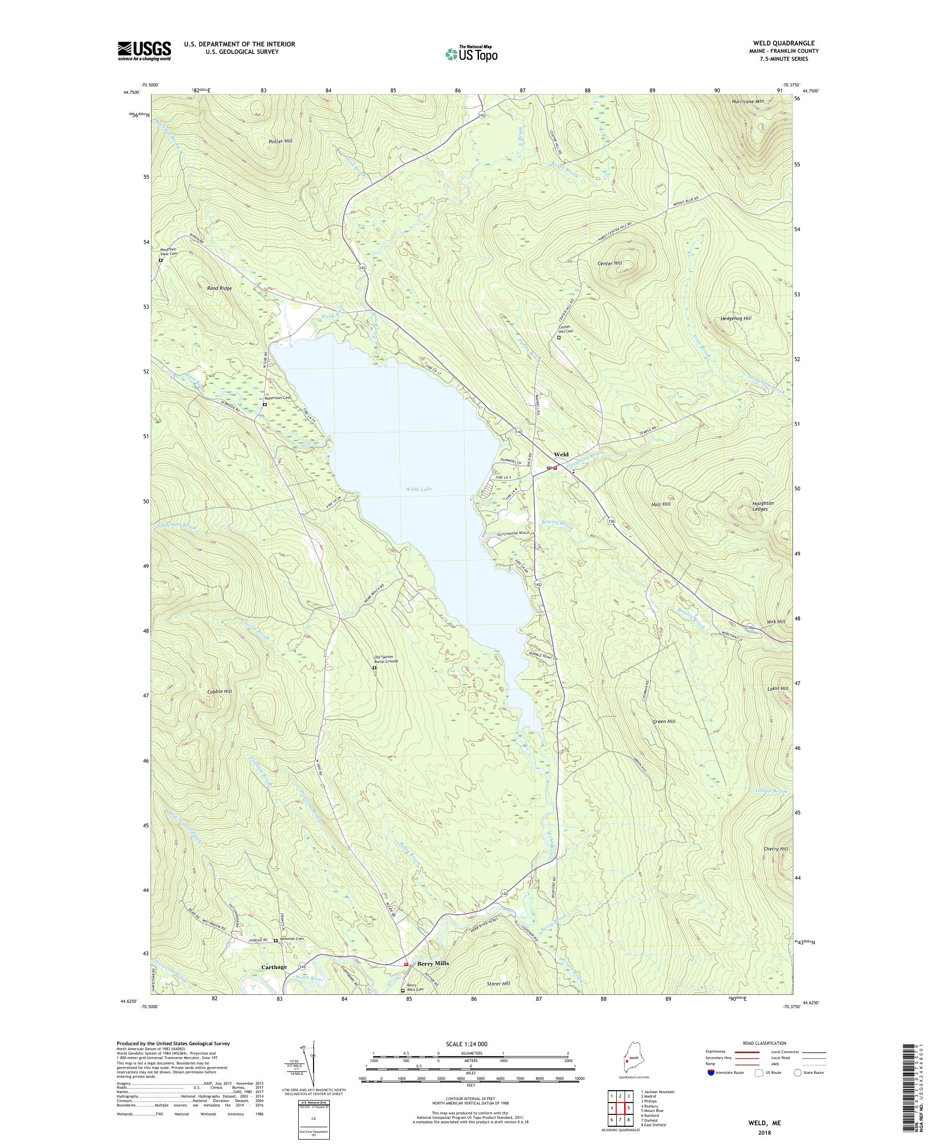 MyTopo Weld, Maine USGS Quad Topo Map