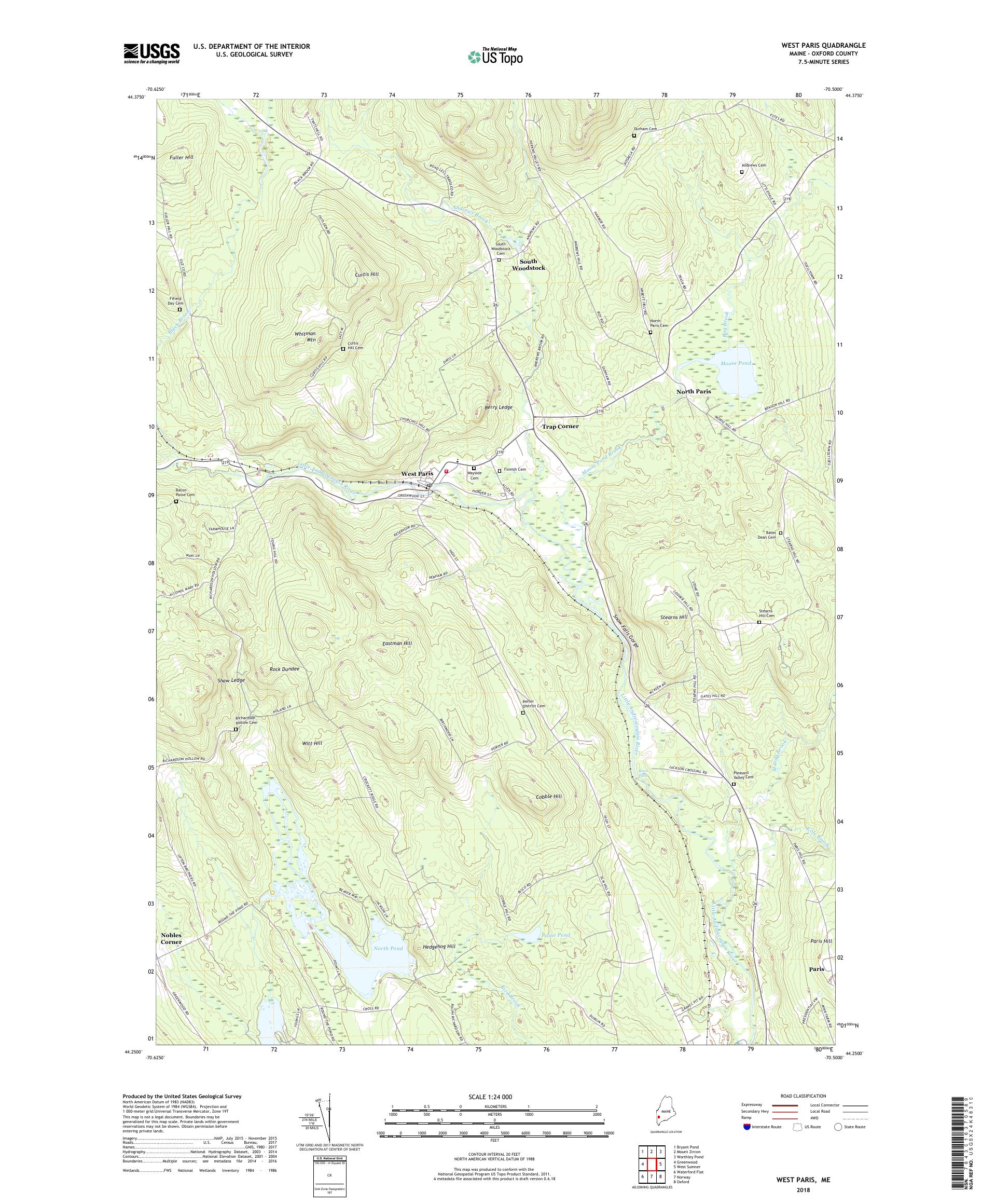 MyTopo West Paris, Maine USGS Quad Topo Map