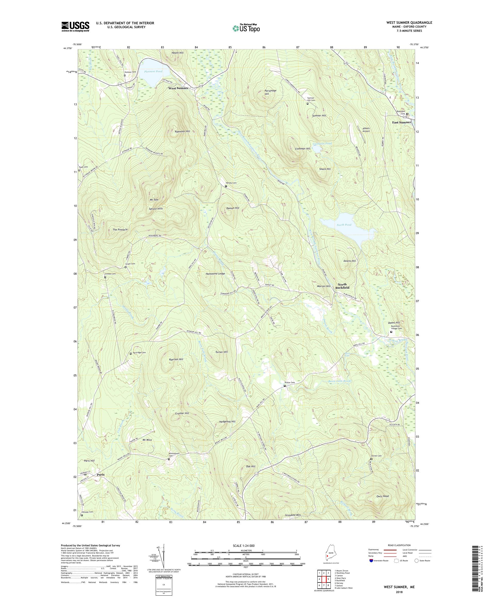 MyTopo West Sumner, Maine USGS Quad Topo Map